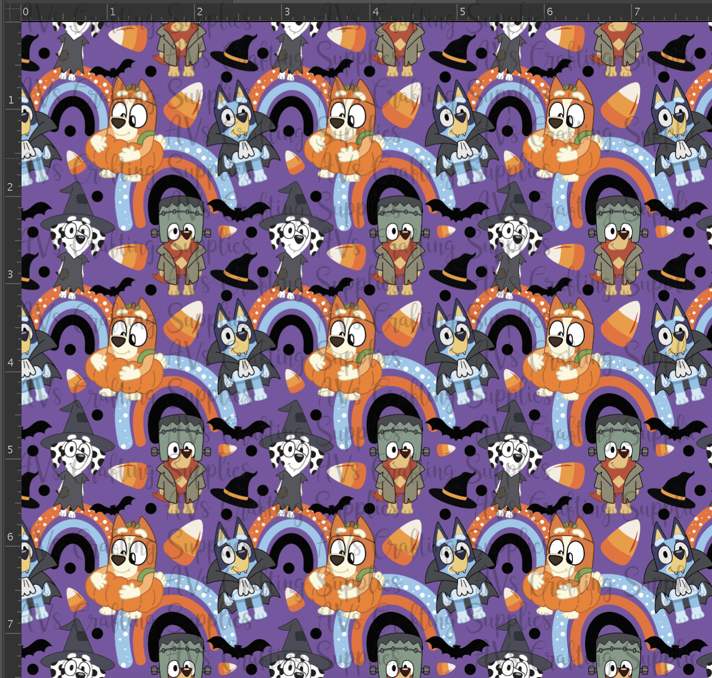 Bluey Rainbow Halloween Print Vinyl 1844