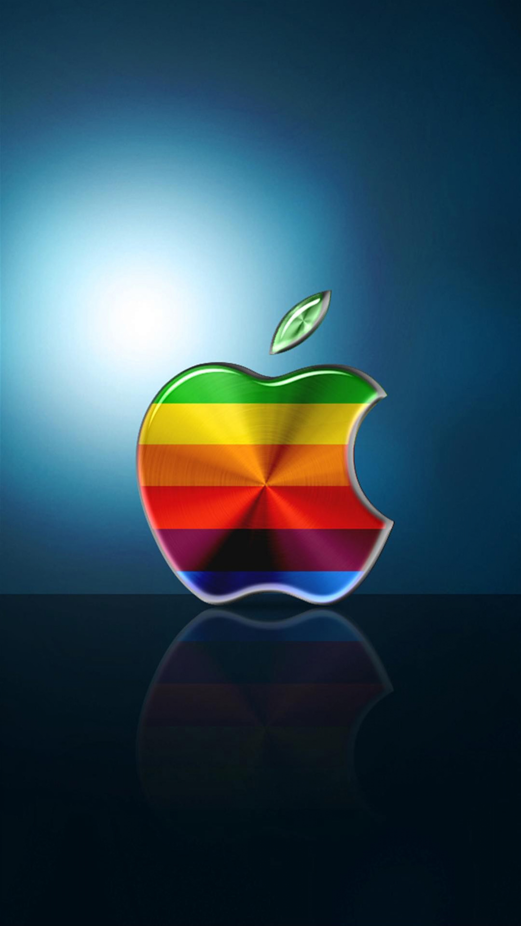 Classic Apple Logo 3D Blue Background