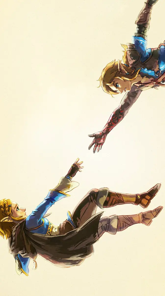 Link catching Zelda wallpaper