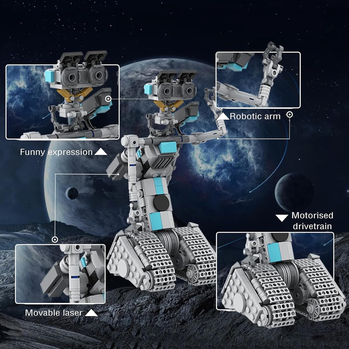 Johnny 5 Robot Building Toys, Movie Short Open Circuit Figures Robot Model New