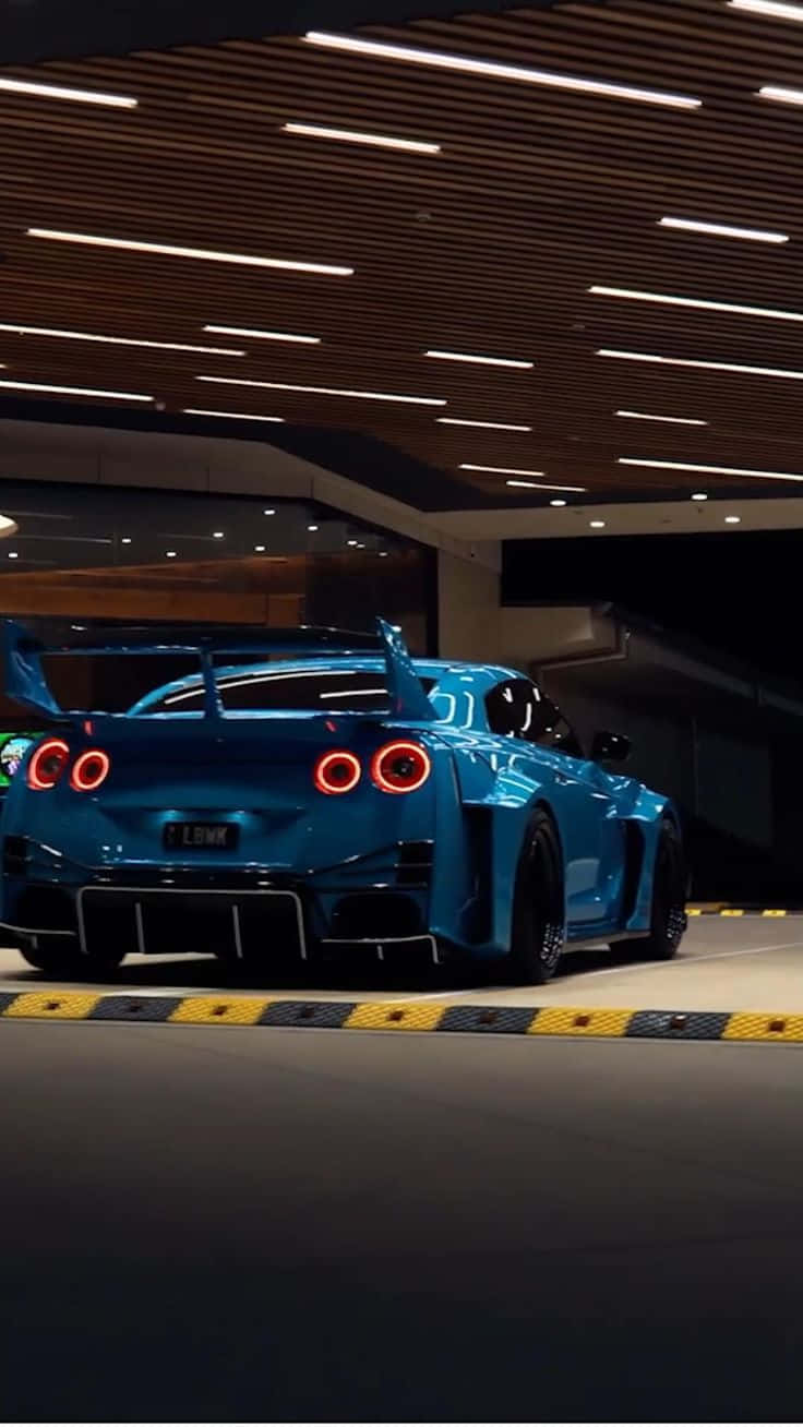 Download Blue Nissan R35 Gtr Parking Picture