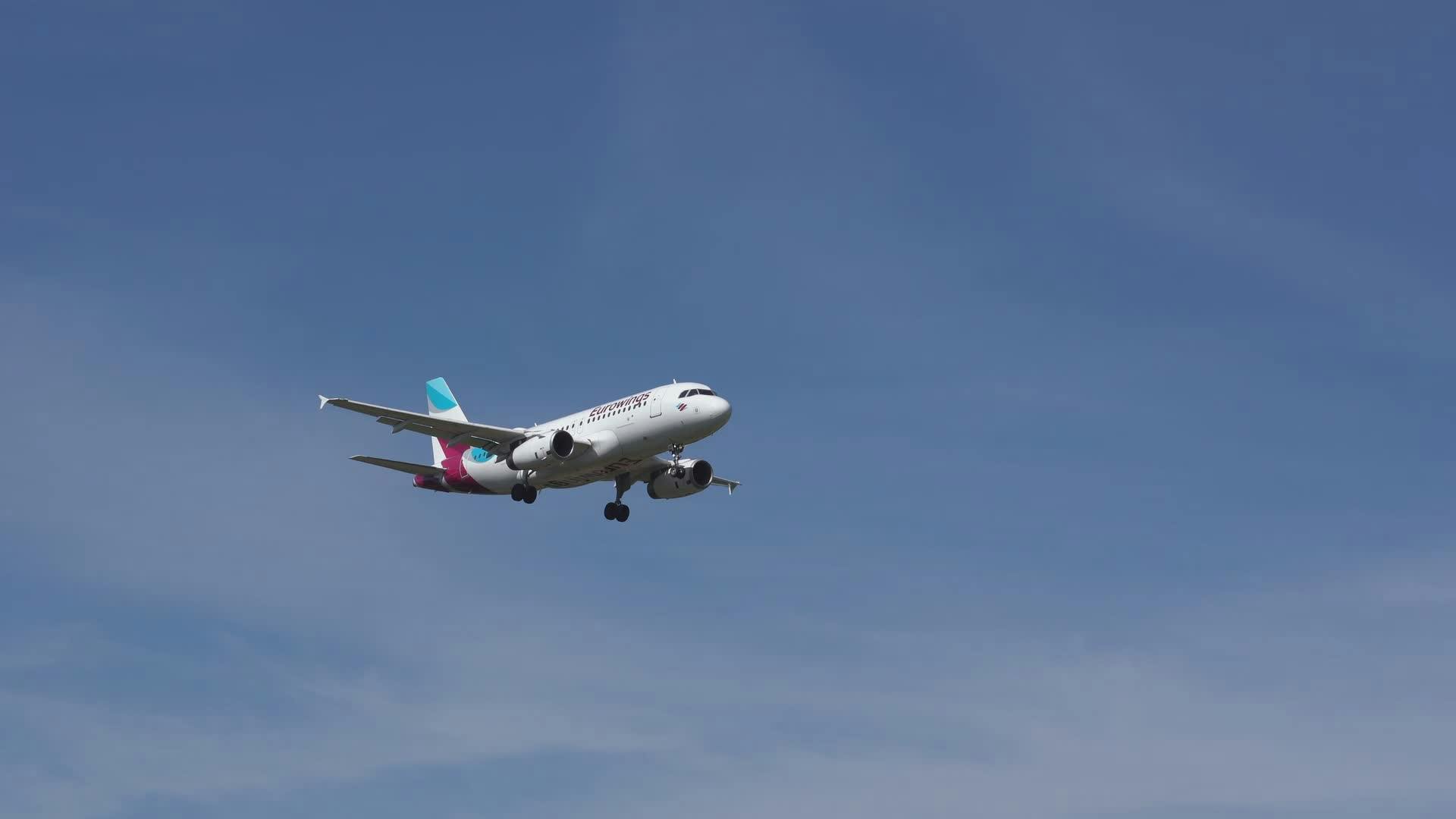 Eurowings Airbus Landing In Clear Blue Sky Free Stock Video Footage, Royalty Free 4K & HD Video Clip
