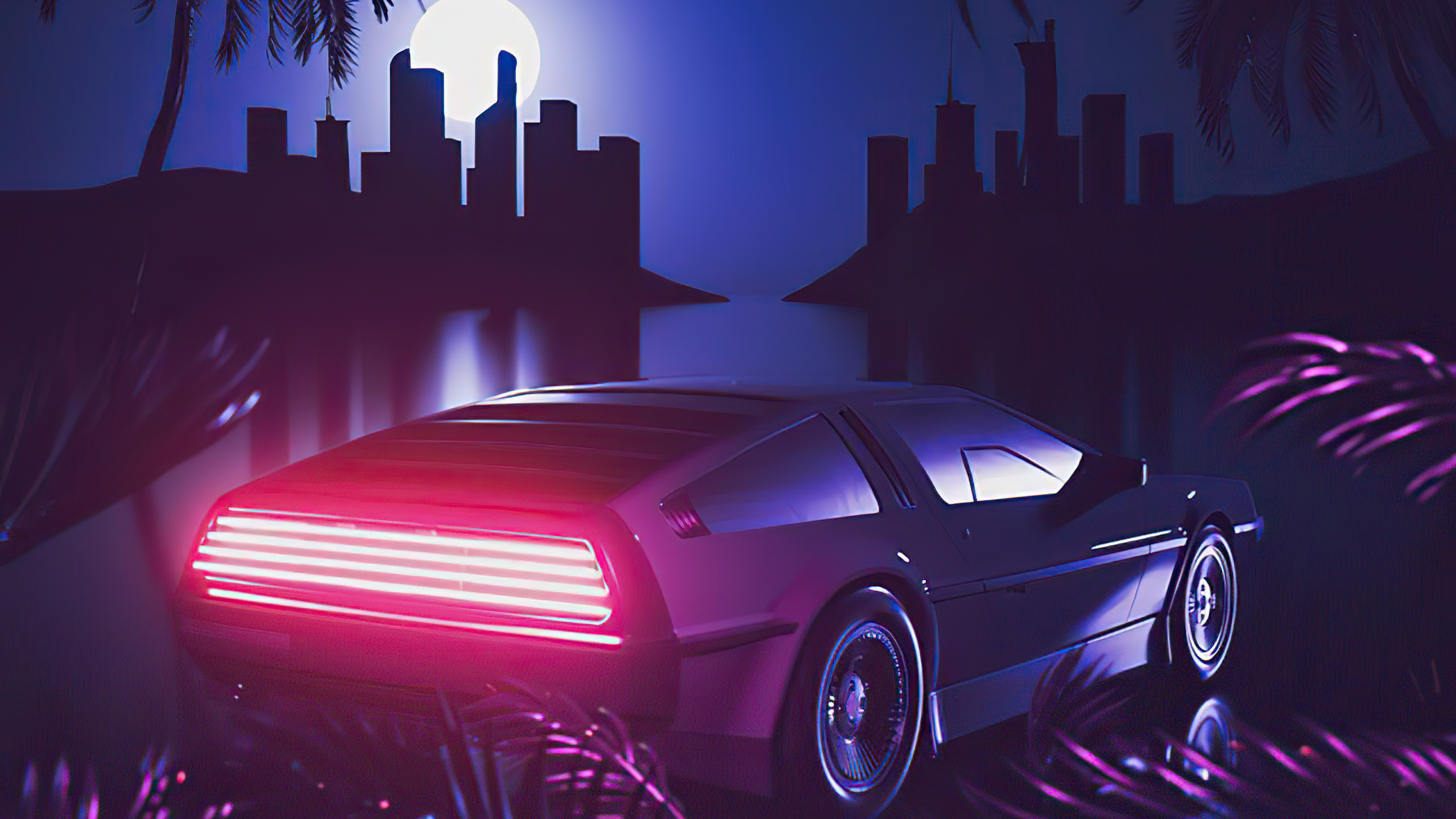 Delorean Retrowave Miami Wallpaper, HD Artist Wallpaper, 4k Wallpaper Image, Background, Photos and Picture