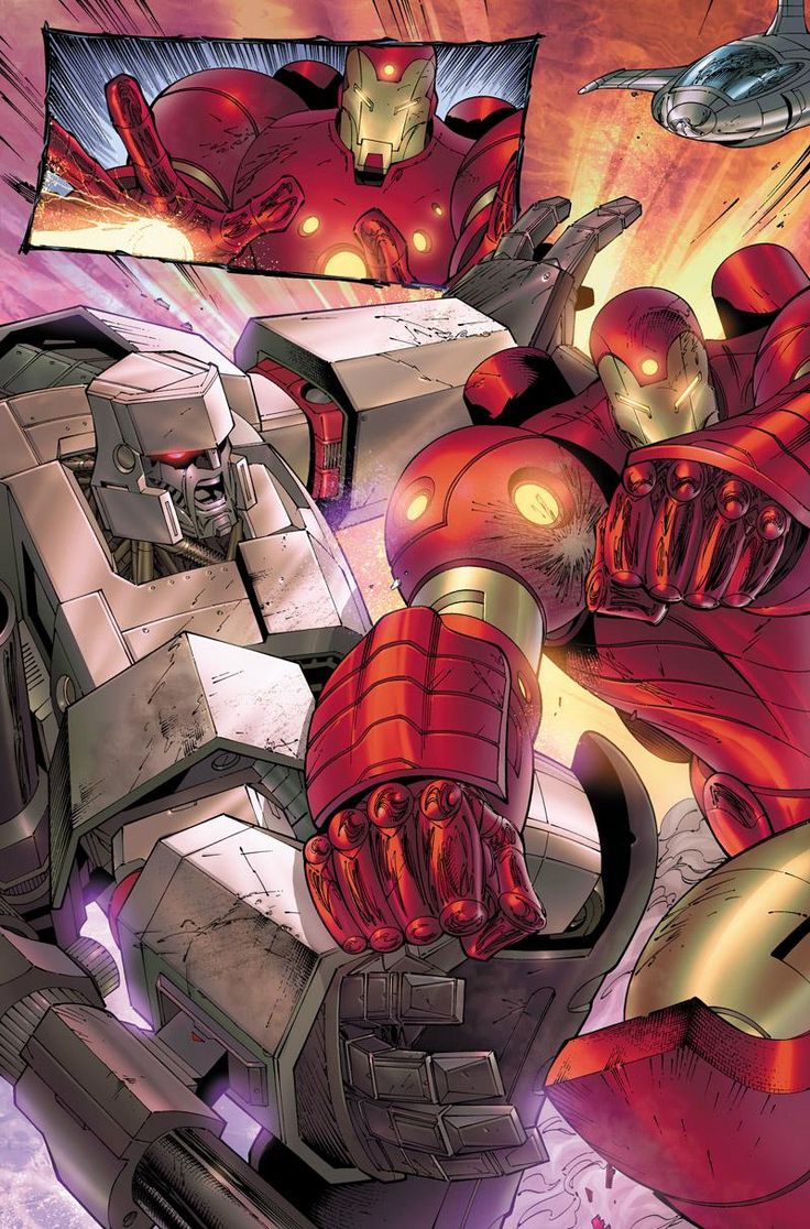 New Avengers: Giant Iron Man vs. Megatron by Tyler Kirkham *