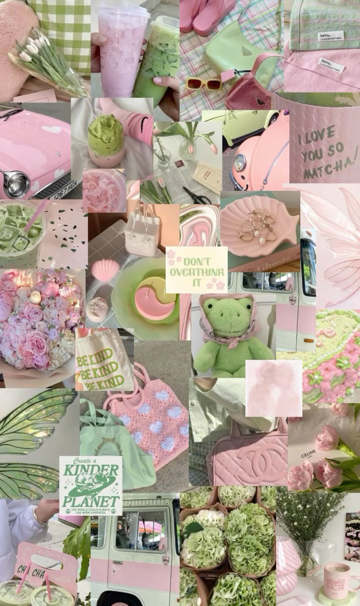 Pastel Pink and Green Aesthetic iPhone Wallpaper