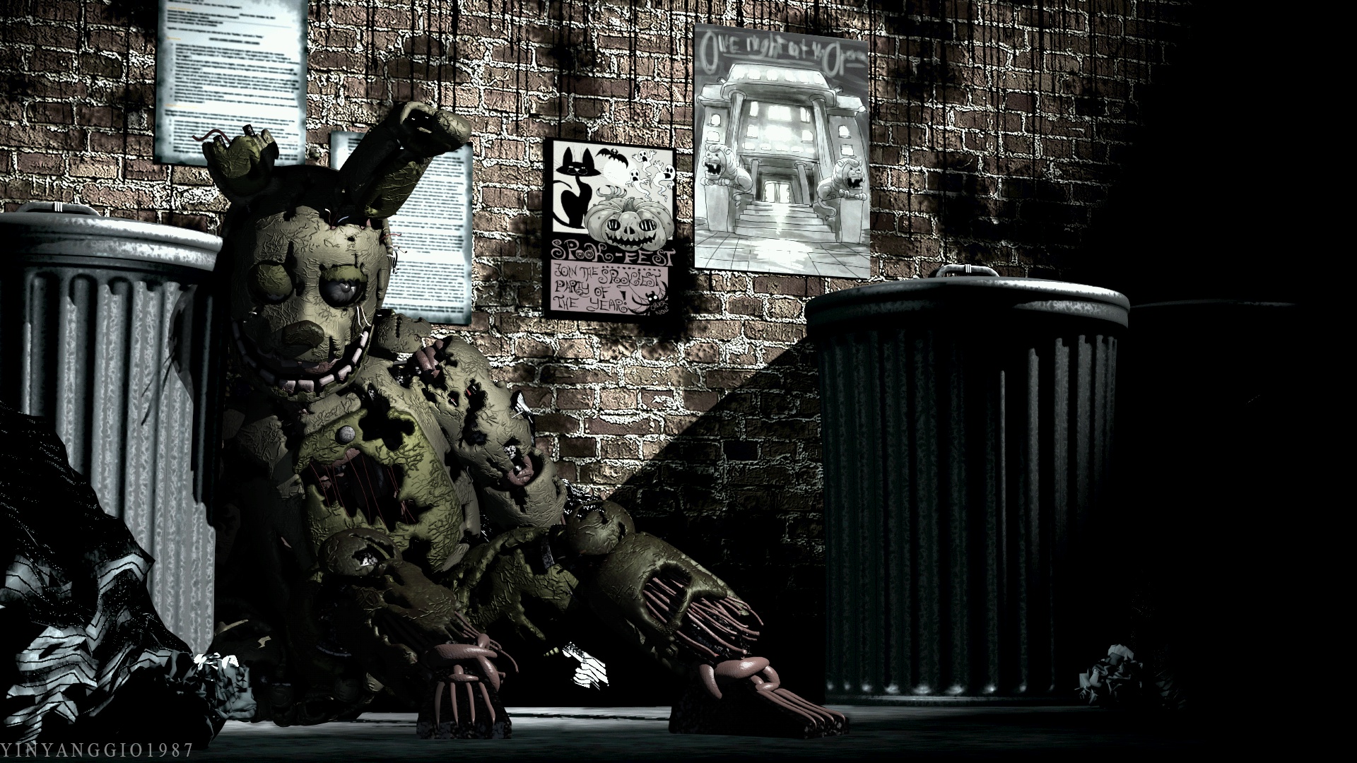 Wallpaper the game, doll, Five Nights at Freddy's, trash cans, Five nights at Freddy's for mobile and desktop, section игры, resolution 1920x1080