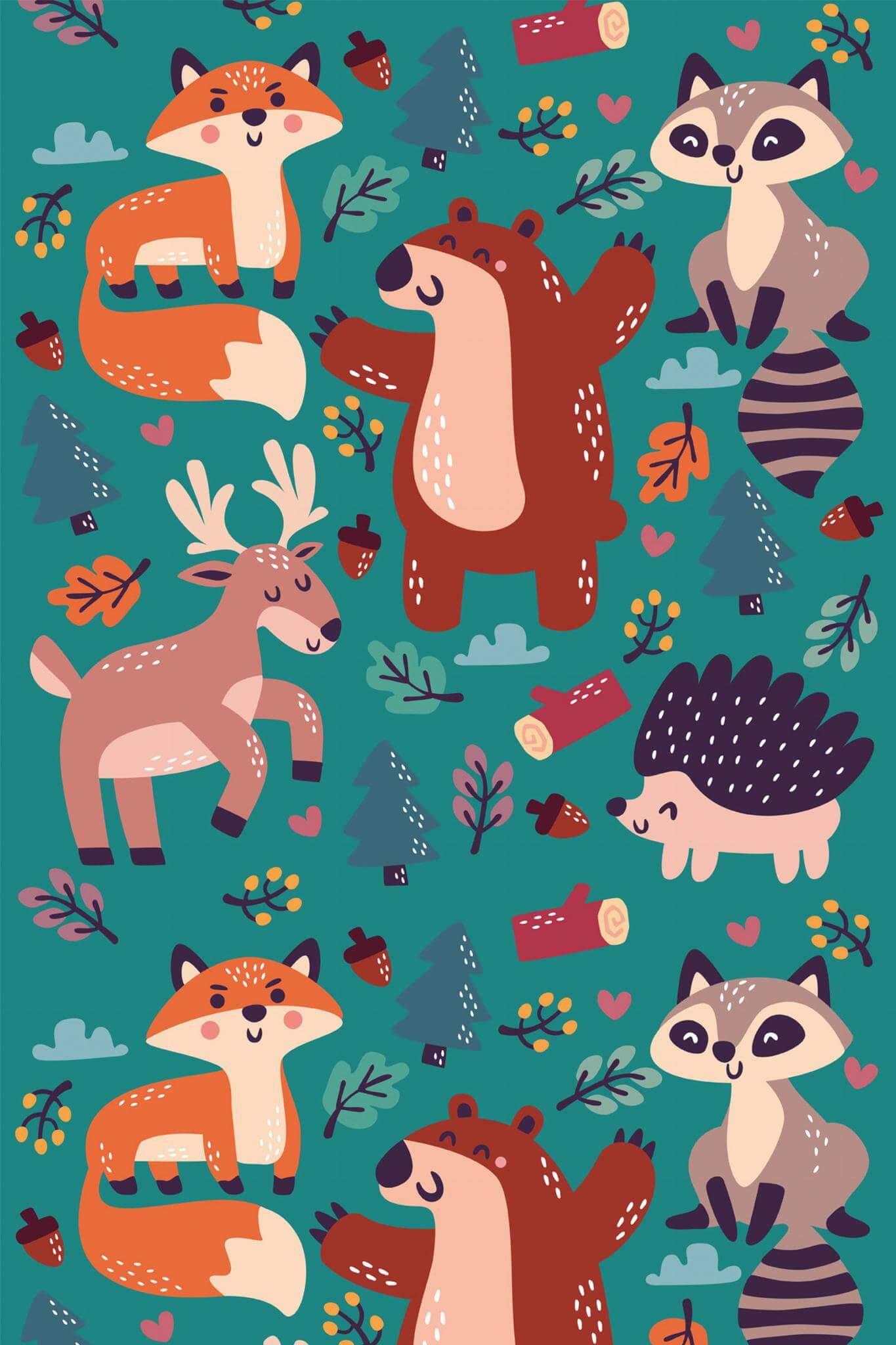 Cute Forest Animals Peel And Stick Wallpaper Or Non Pasted