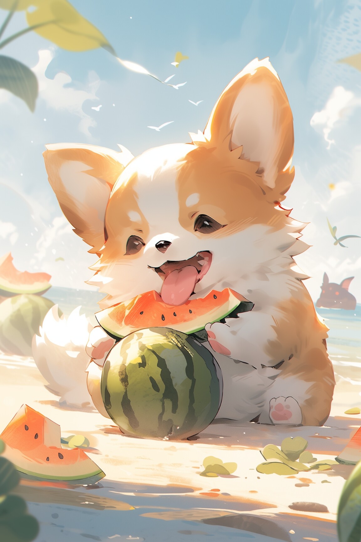 Baby Cute Animal Wall Art, Printable Wall Art, Corgi Wall Art Print, Watercolor Corgi Dog Portrait