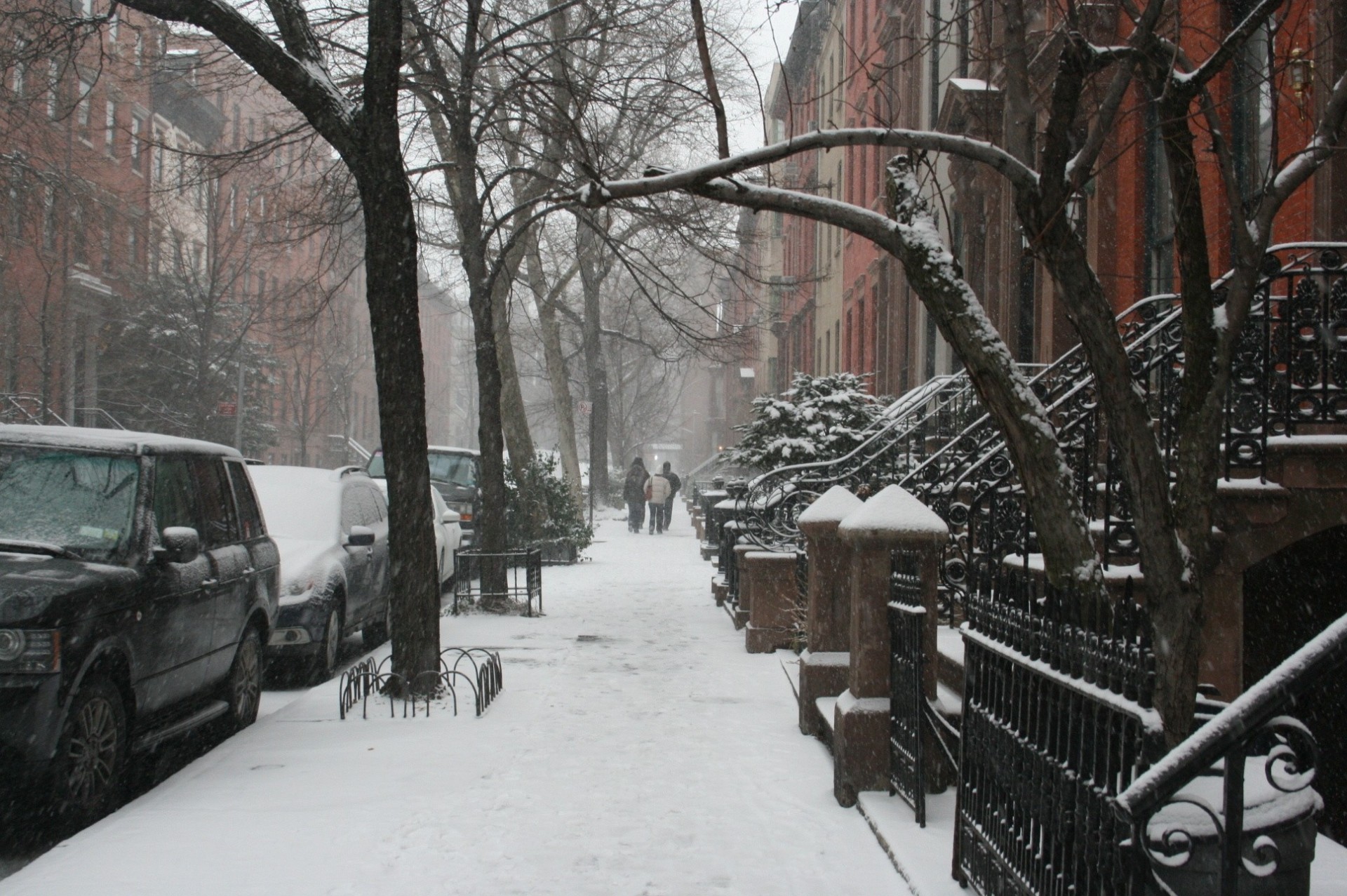 Winter in New York. A street in the snow for your phone