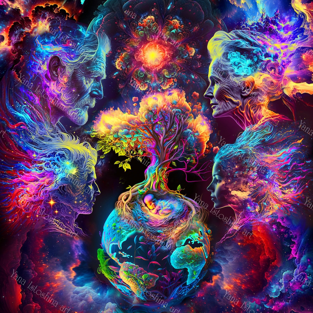 UV Reactive Tapestry: Psychedelic Tree of Life, Ancestral Visionary Art