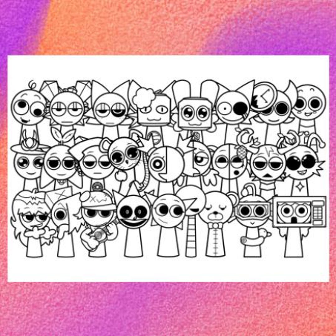 Sprunki OC Retake Pyramixed Coloring PNG & 1 PDF A4 Size / Digital Download