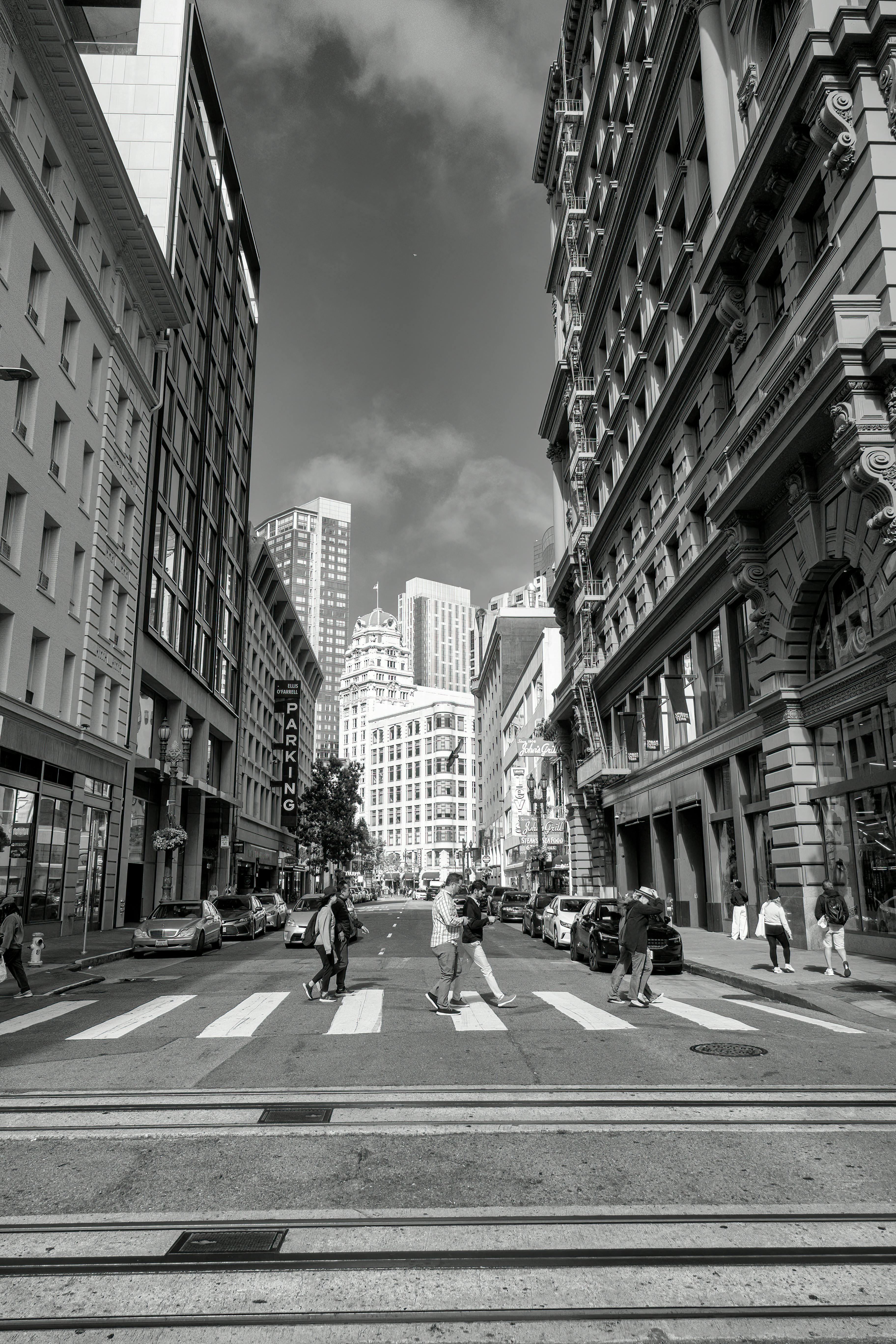 Black and White Urban Street Scene in San Francisco · Free