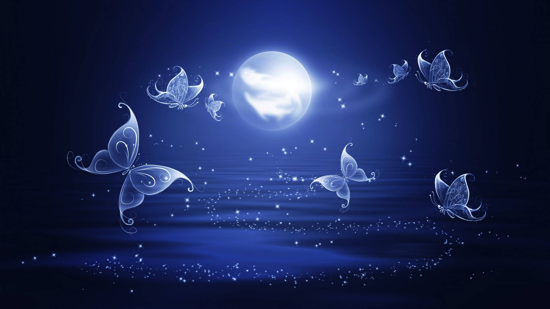 Download Moon And Night Butterfly Wallpaper