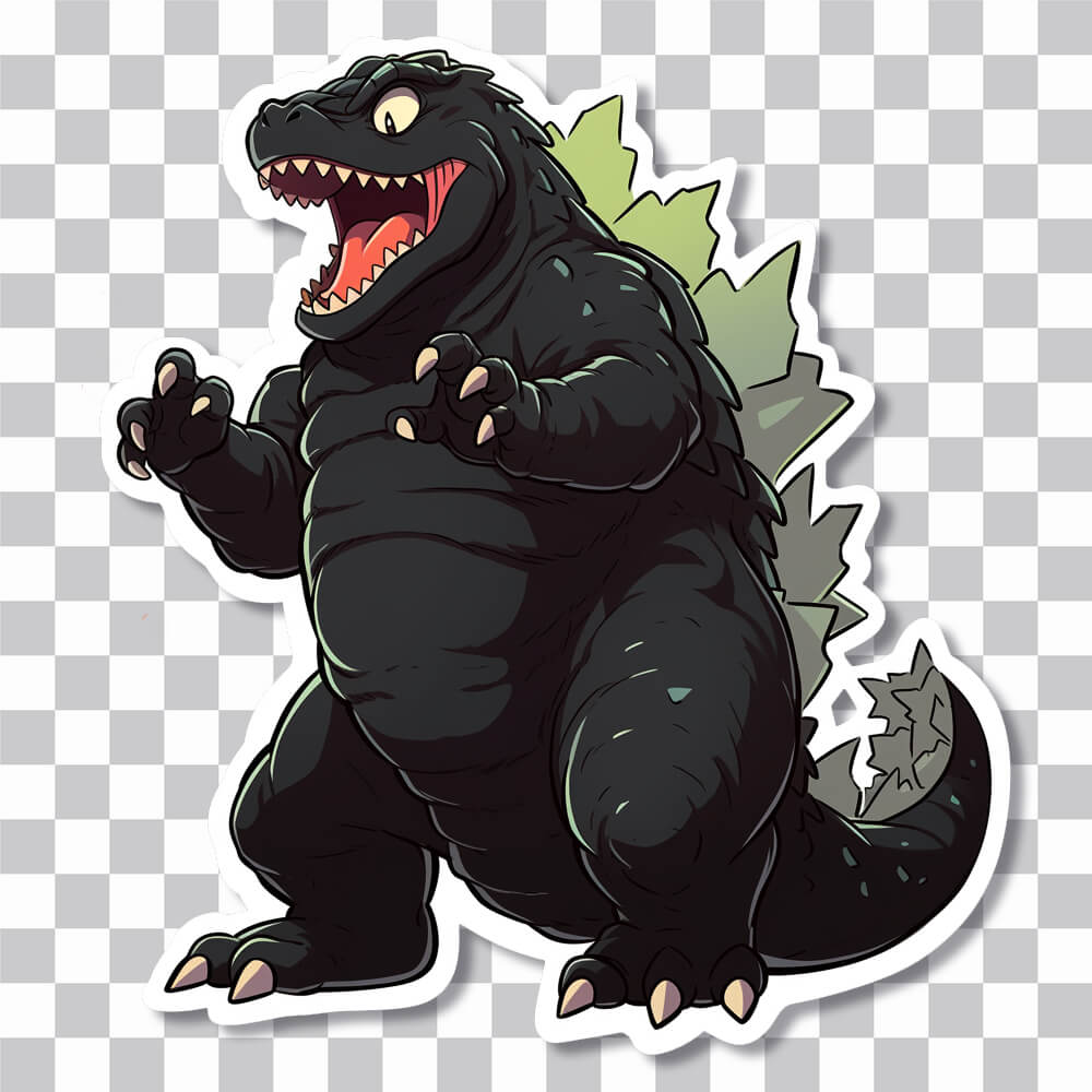 Cartoon Funny Full Length Godzilla Sticker. Free PNG Download