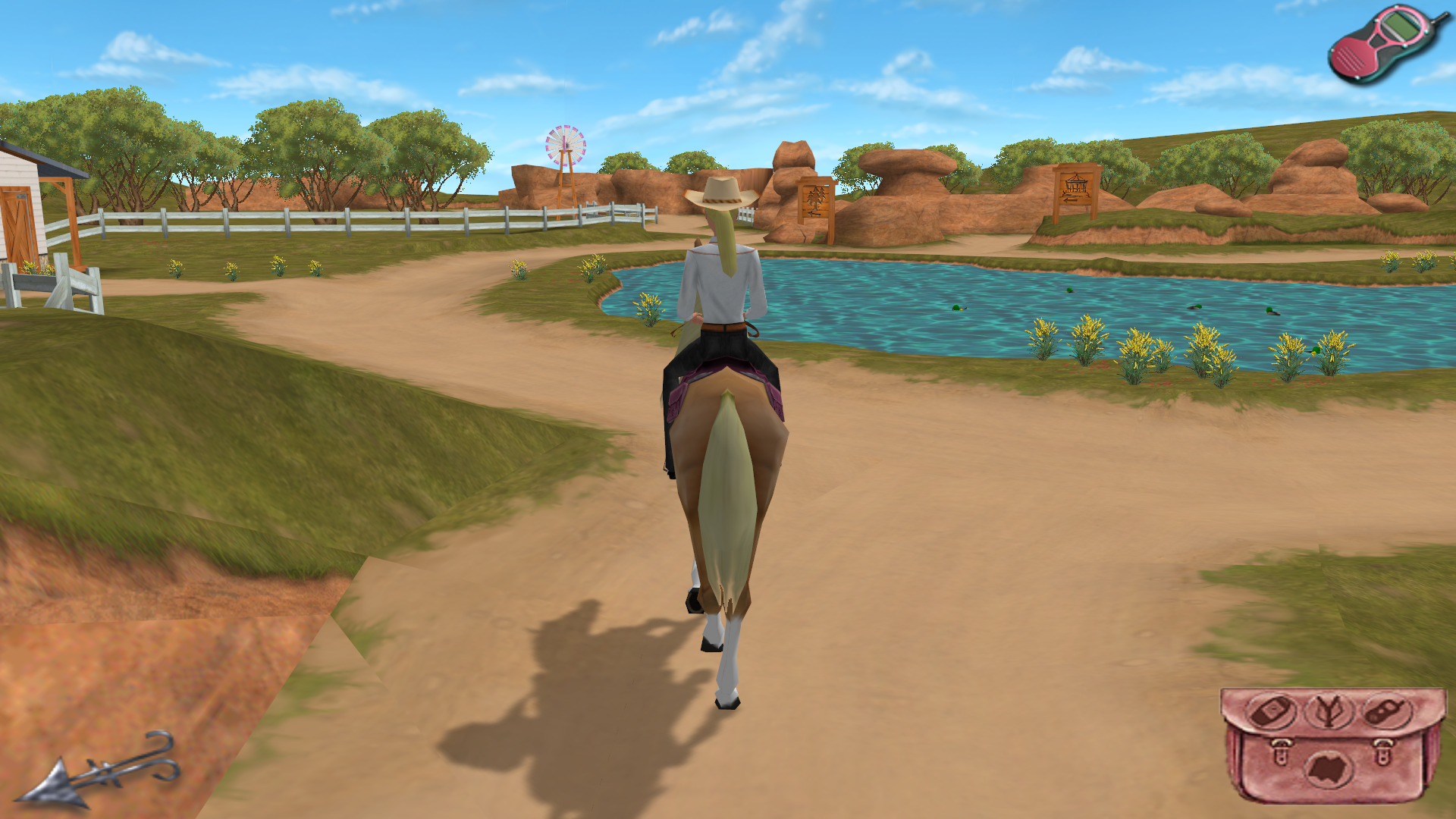 Barbie Horse Adventures: Mystery Ride, a great game that's centered around Barbie taking care of a horse on the countryside, and riding it around the map to complete puzzles, some of