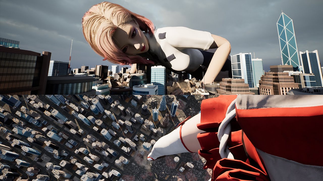 Stomp Cities as a Giant Anime Girl in VR with Giantess Playground