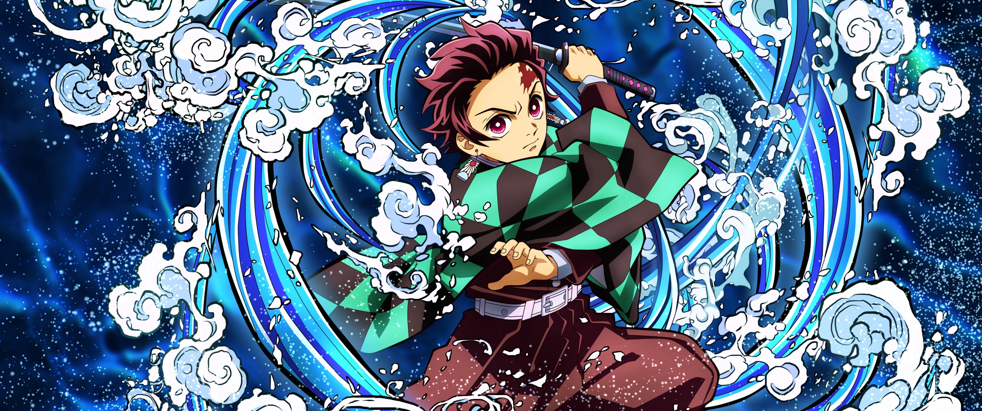Demon Slayer Tanjiro Kamado Water Breathing 5K Wallpaper