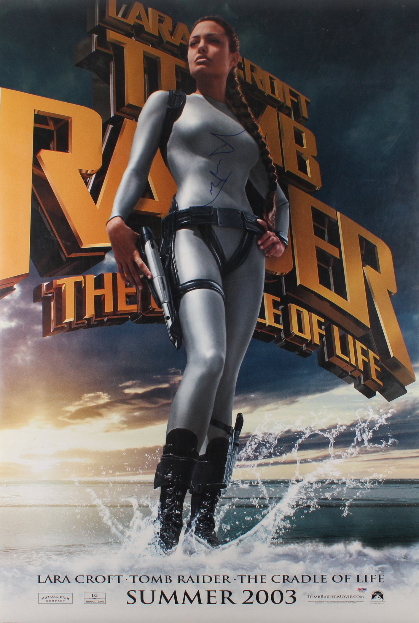 Angelina Jolie Signed Lara Croft: Tomb Raider Cradle of Life 27x40 Movie Poster (PSA COA)
