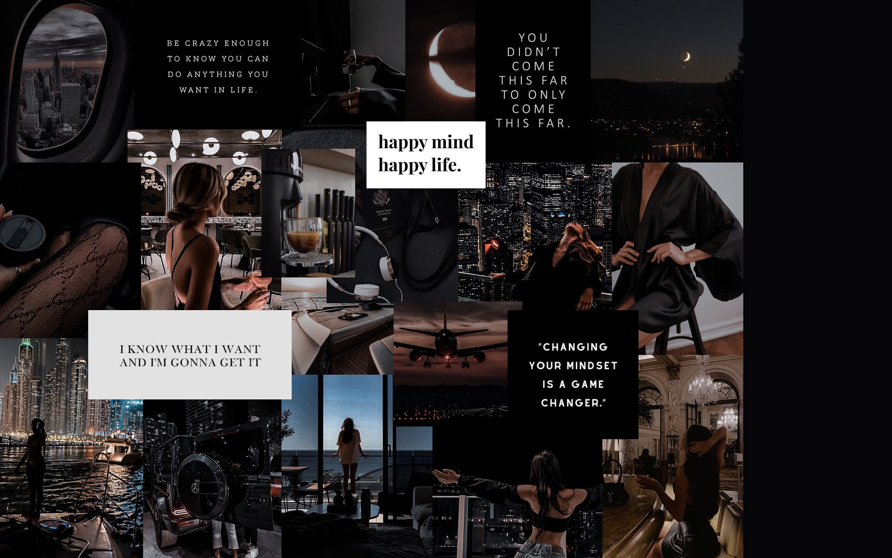 Dark MacBook Wallpaper & Icon Inch. Vision Board. Collage. Aesthetic Wallpaper