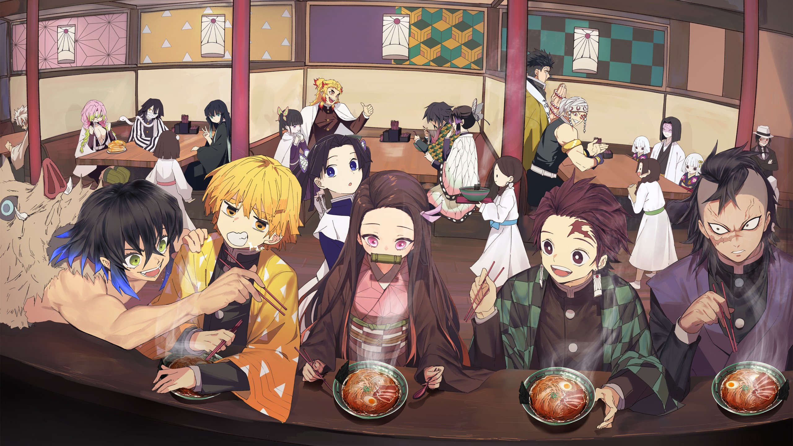 Inosuke Hashibira Nezuko Kamado Tanjiro Kamado Zenitsu Agatsuma HD Demon Slayer Kimetsu no Yaiba Wallpaper