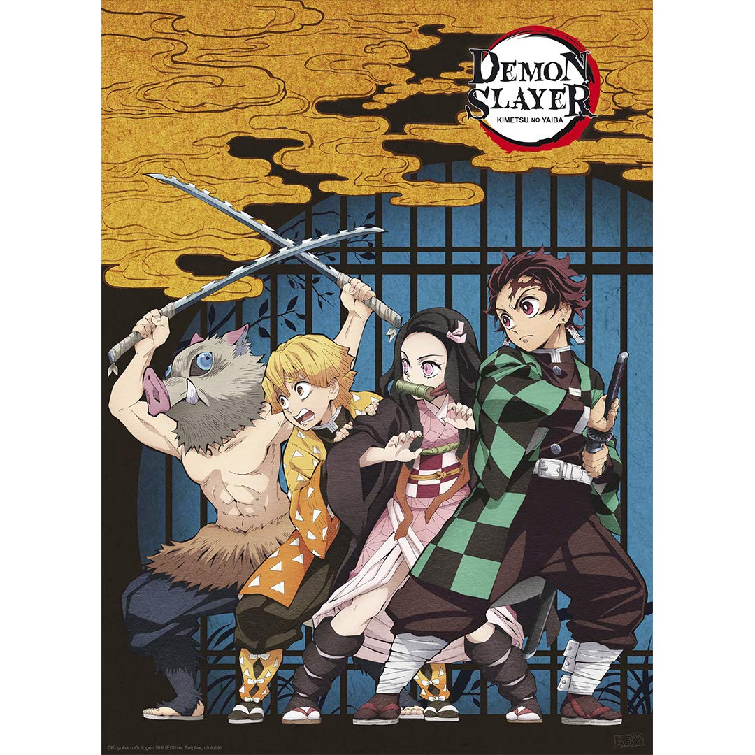 ABYSTYLE Demon Slayer Kimetsu No Yaiba Group Unframed Mini Poster 15 x 20.5 Features Tanjiro, Nezuko, Zenitsu & Inosuke Anime Manga Wall Art Room Decor: Posters & Prints