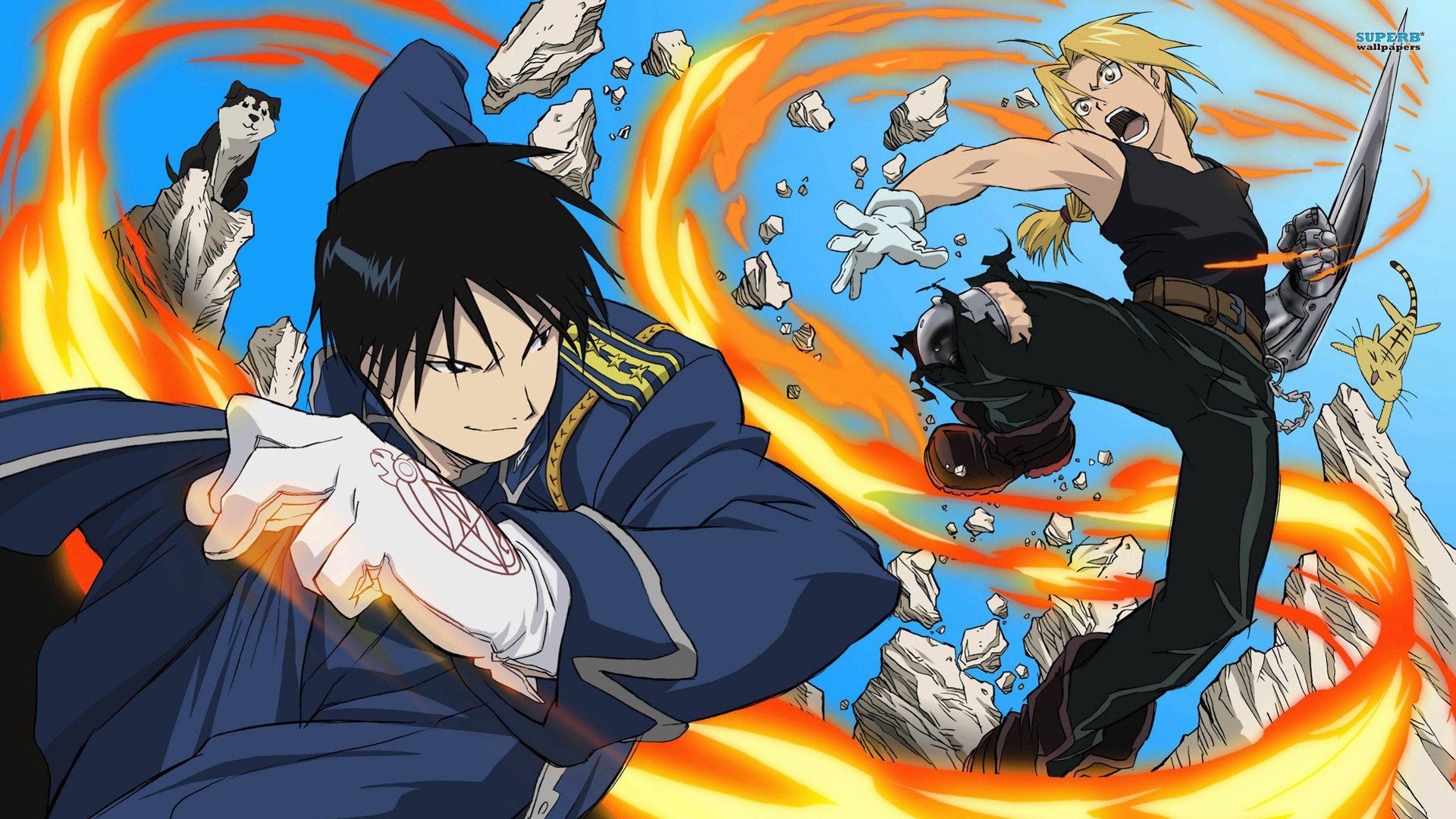 Fullmetal Alchemist HD: Edward Elric & Roy Mustang Action Wallpaper