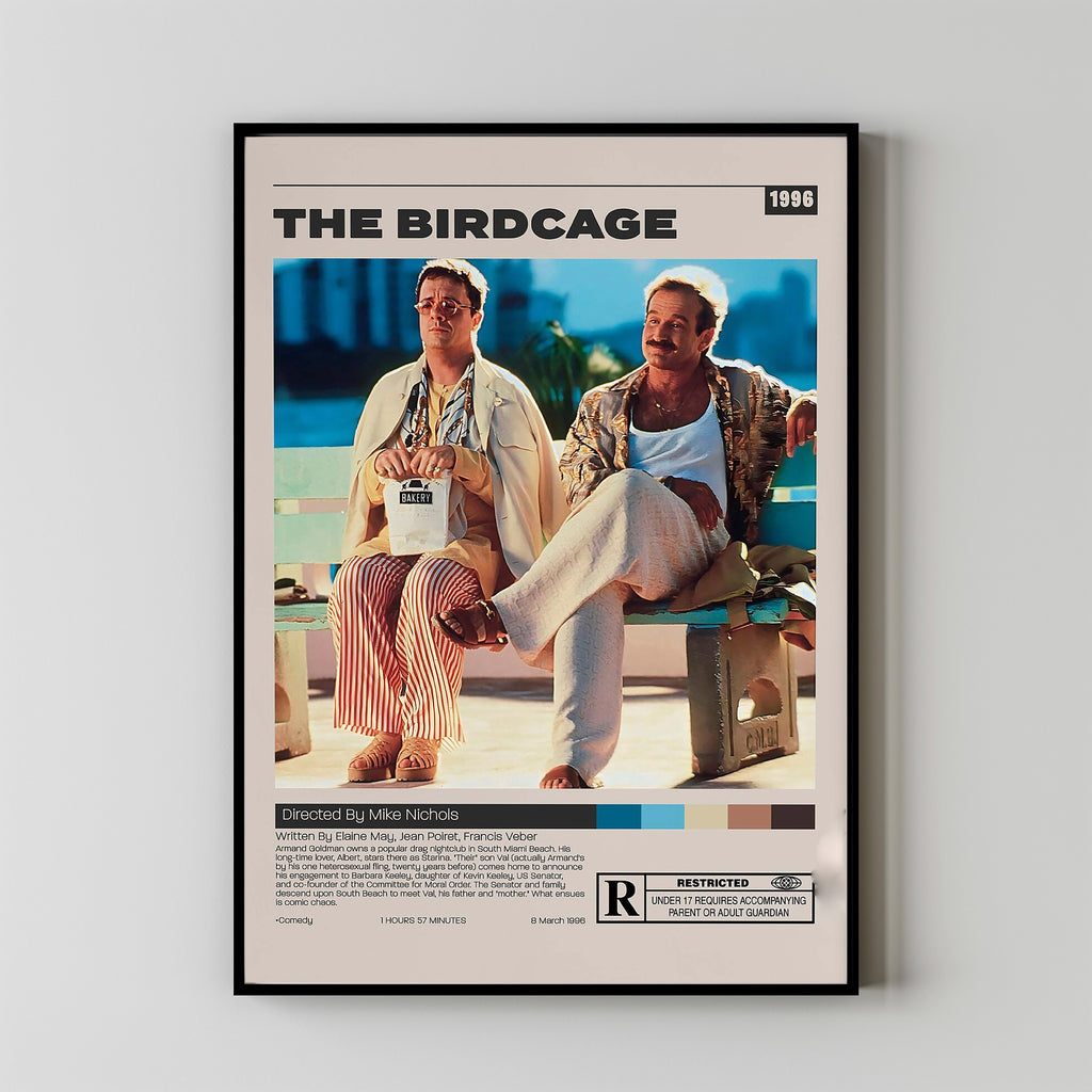 The Birdcage Poster, Mike Nichols, Minimalist Movie Poster, Vintage Retro Art Print, Home Decor, Film Poster