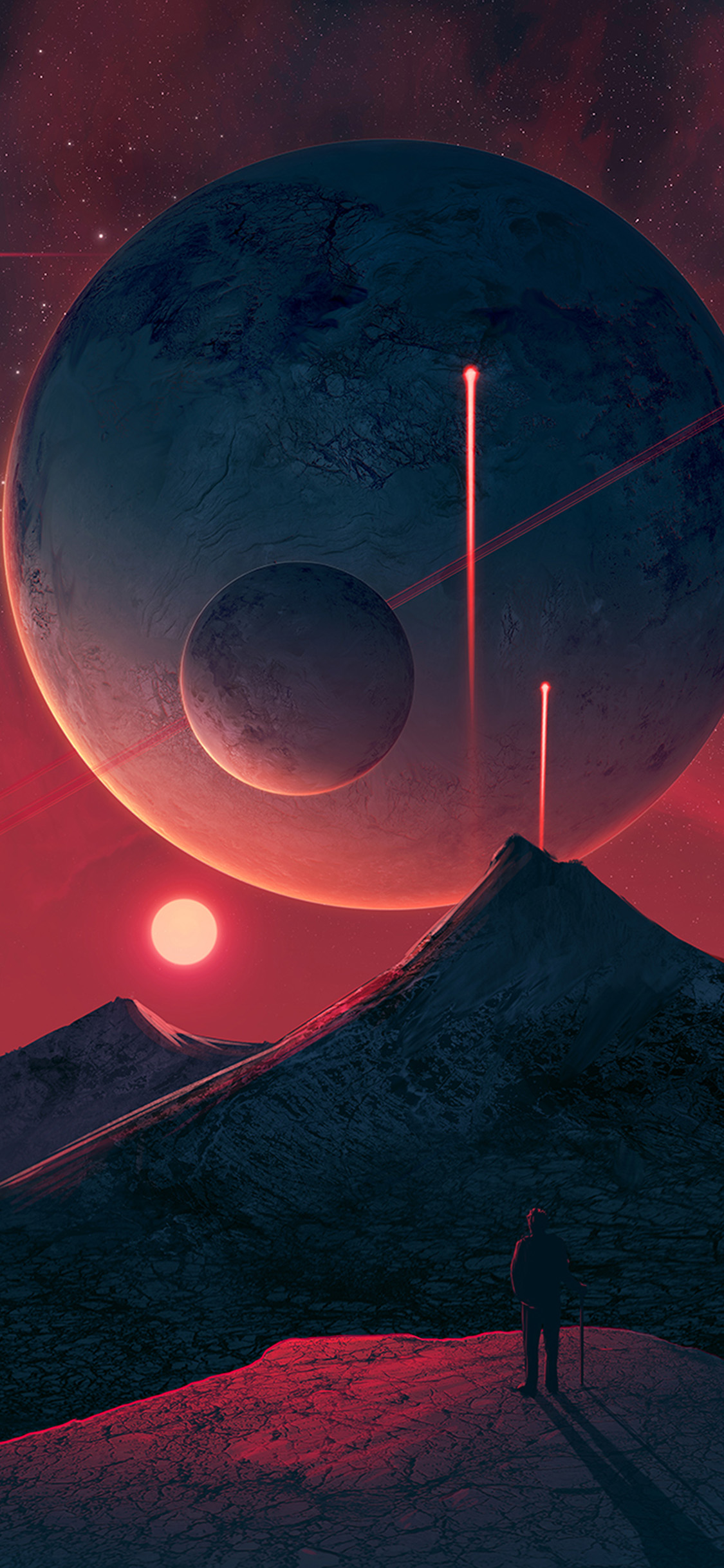 iPhone X wallpaper. art planet red dark sf