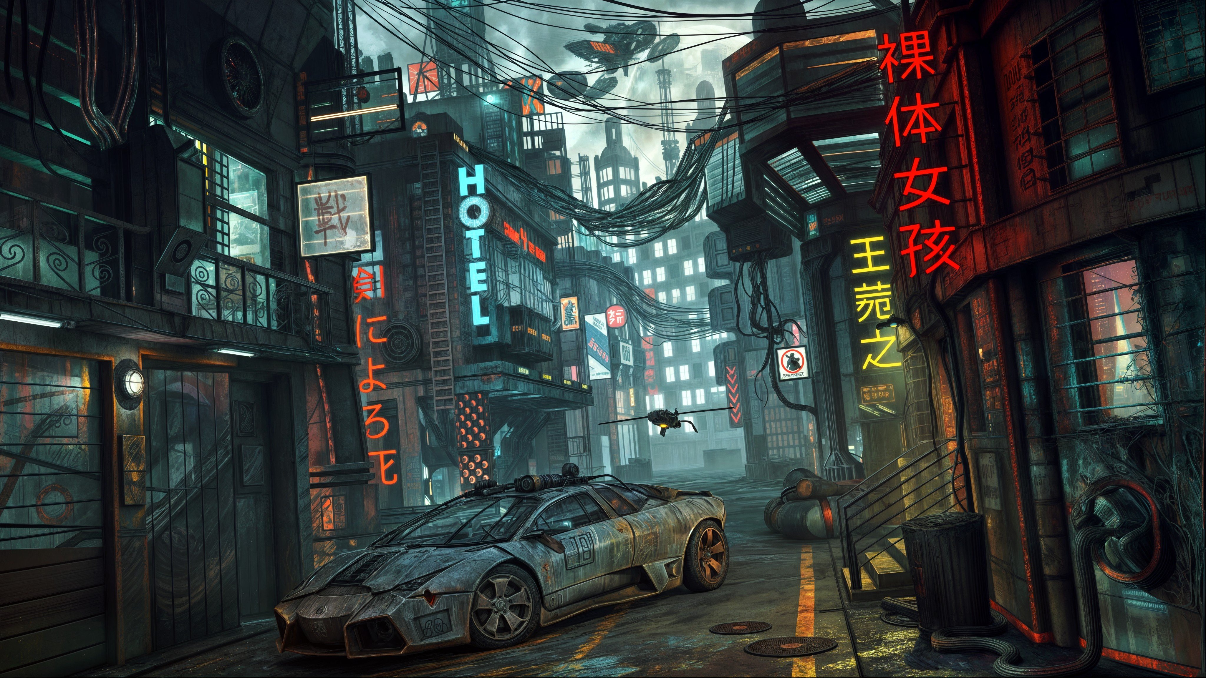 Futuristic Sci Fi Japanese Street Wallpaper For Desktop