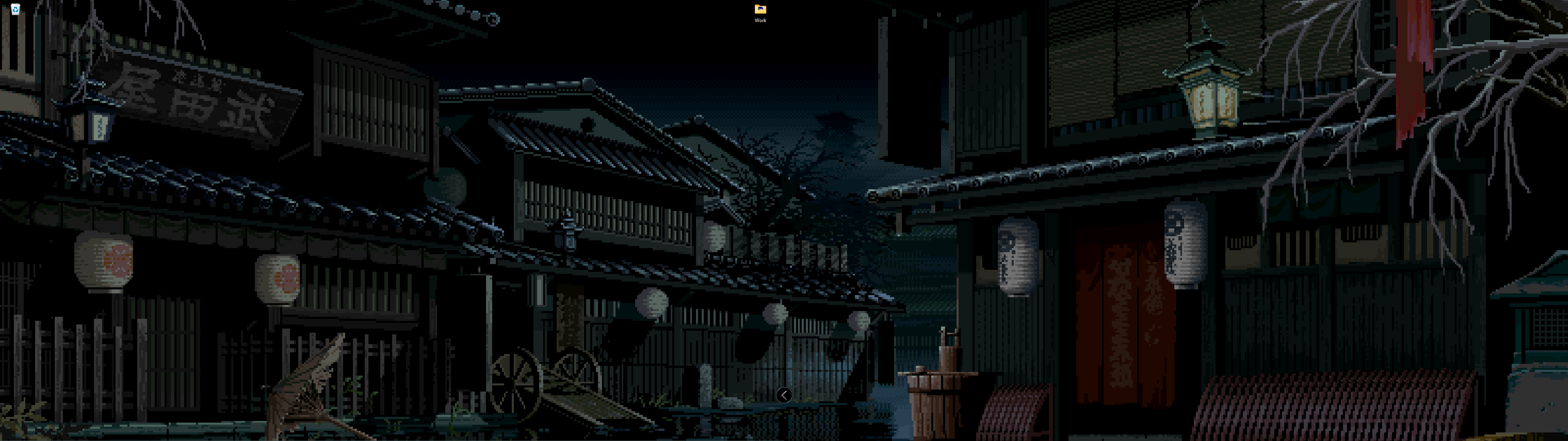 Double monitor setup, rocking this cool looking Japanese pixelated town