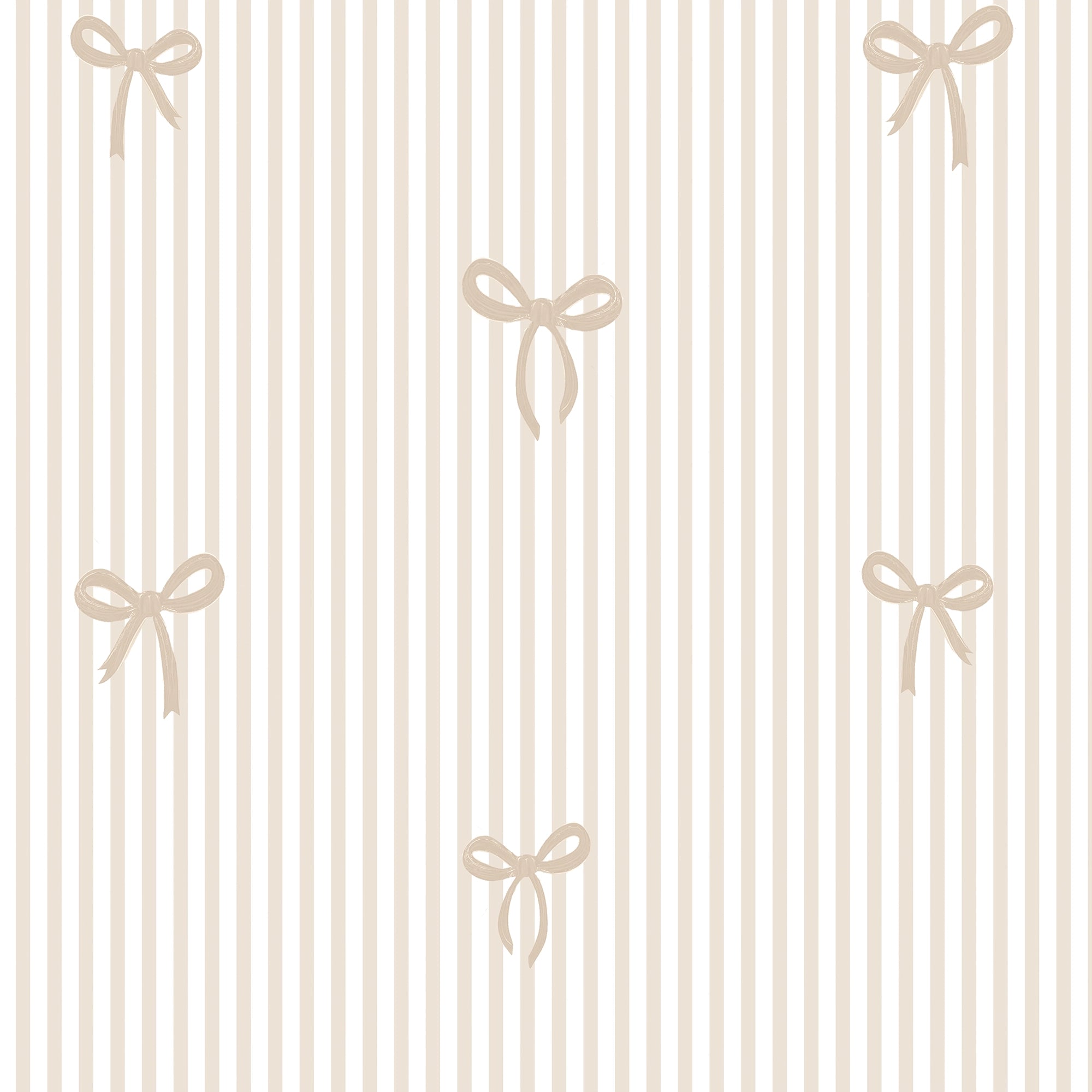 Delicate Bows on Pinstripe Wallpaper in Natural