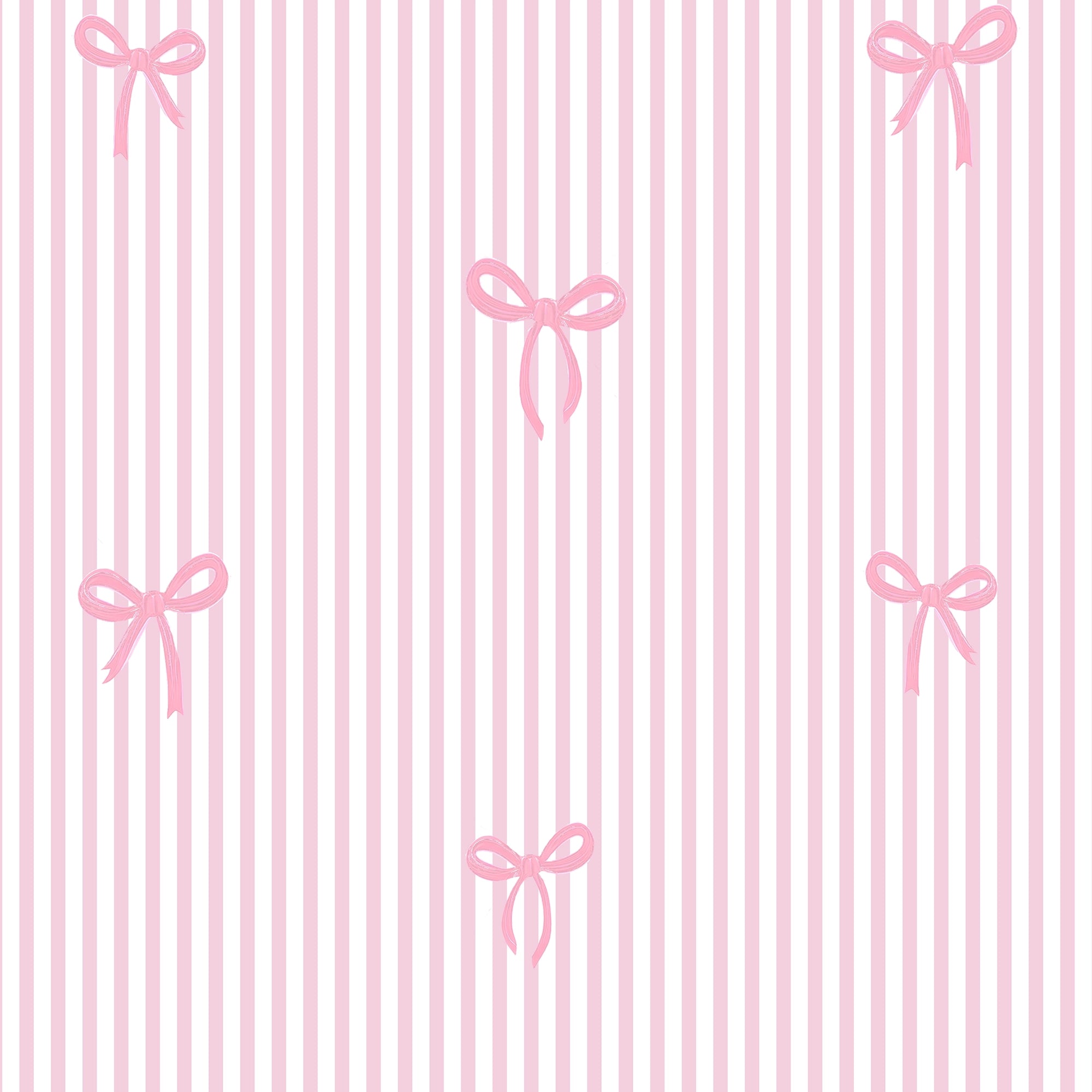 Delicate Bows on Pinstripe Wallpaper in Pink