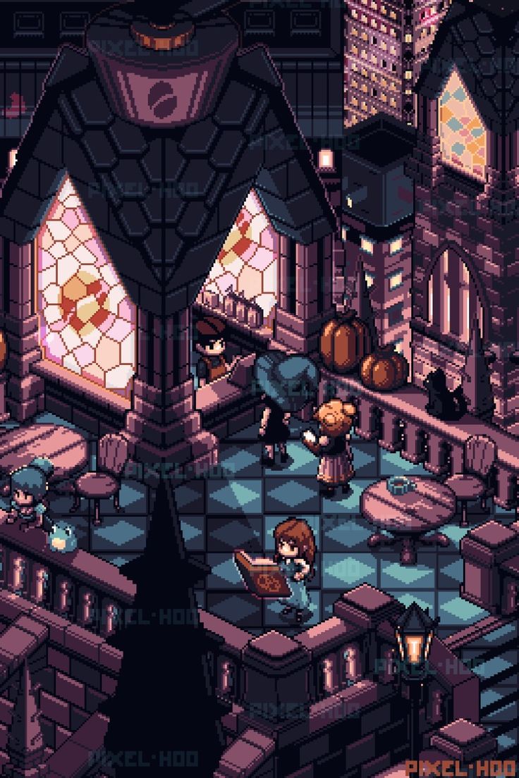 Cozy Gothic Cafe Autumn Digital Wallpaper