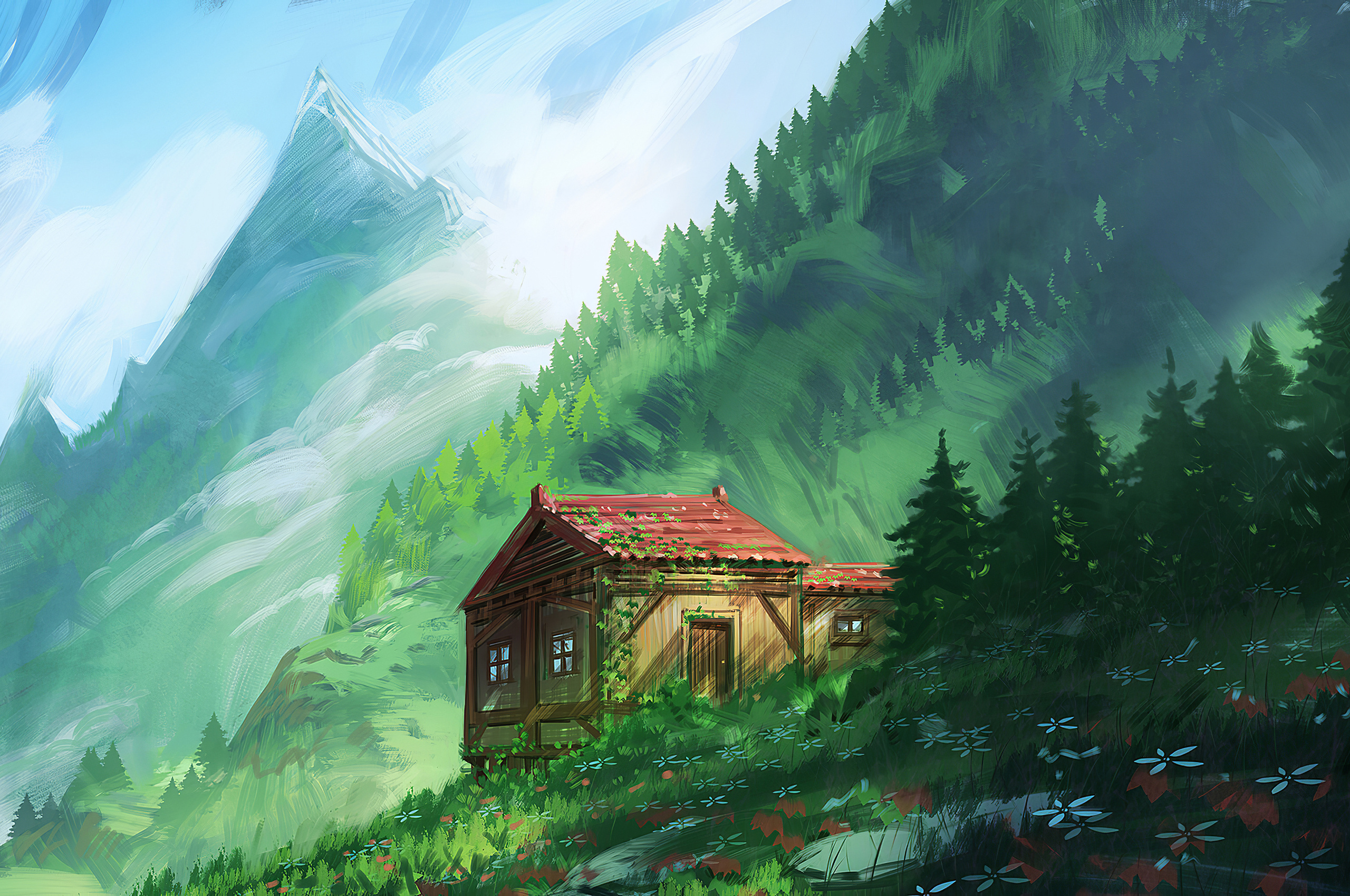 Cozy Little House In Mountains 4k Chromebook Pixel , HD 4k Wallpaper, Image, Background, Photos and Picture