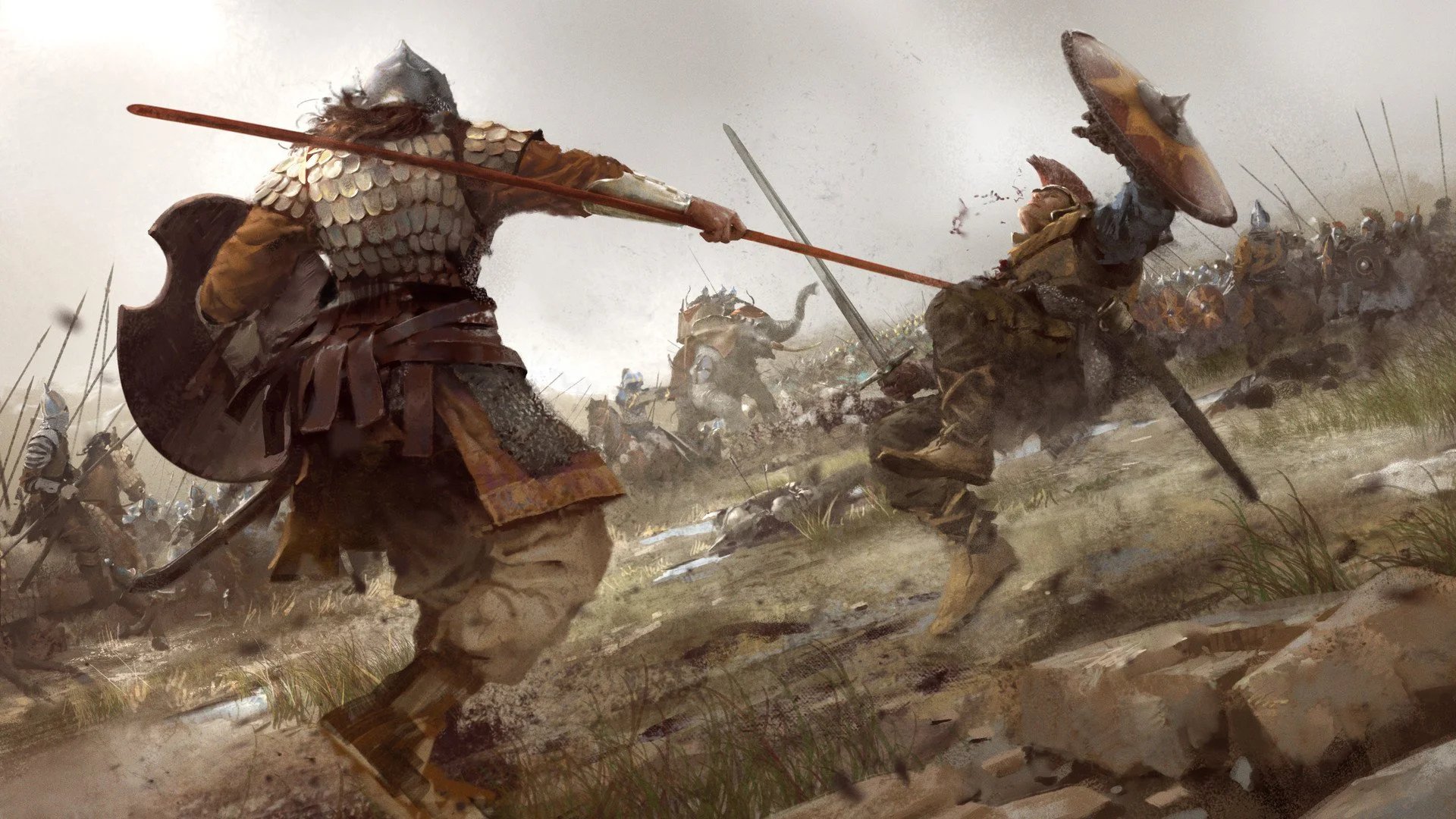 Sasanian Persians fight Romans, artworknamed Sassanid by Eric Persson. (1920x1080)