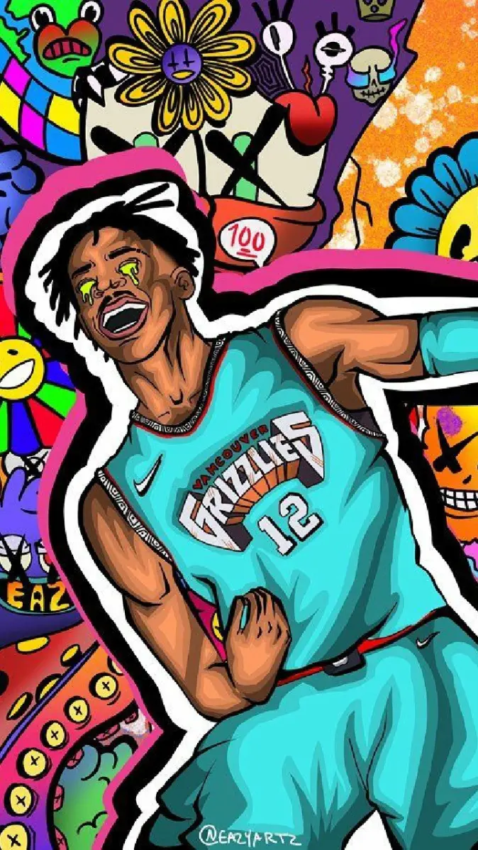 Ja Morant psychodelic wallpaper