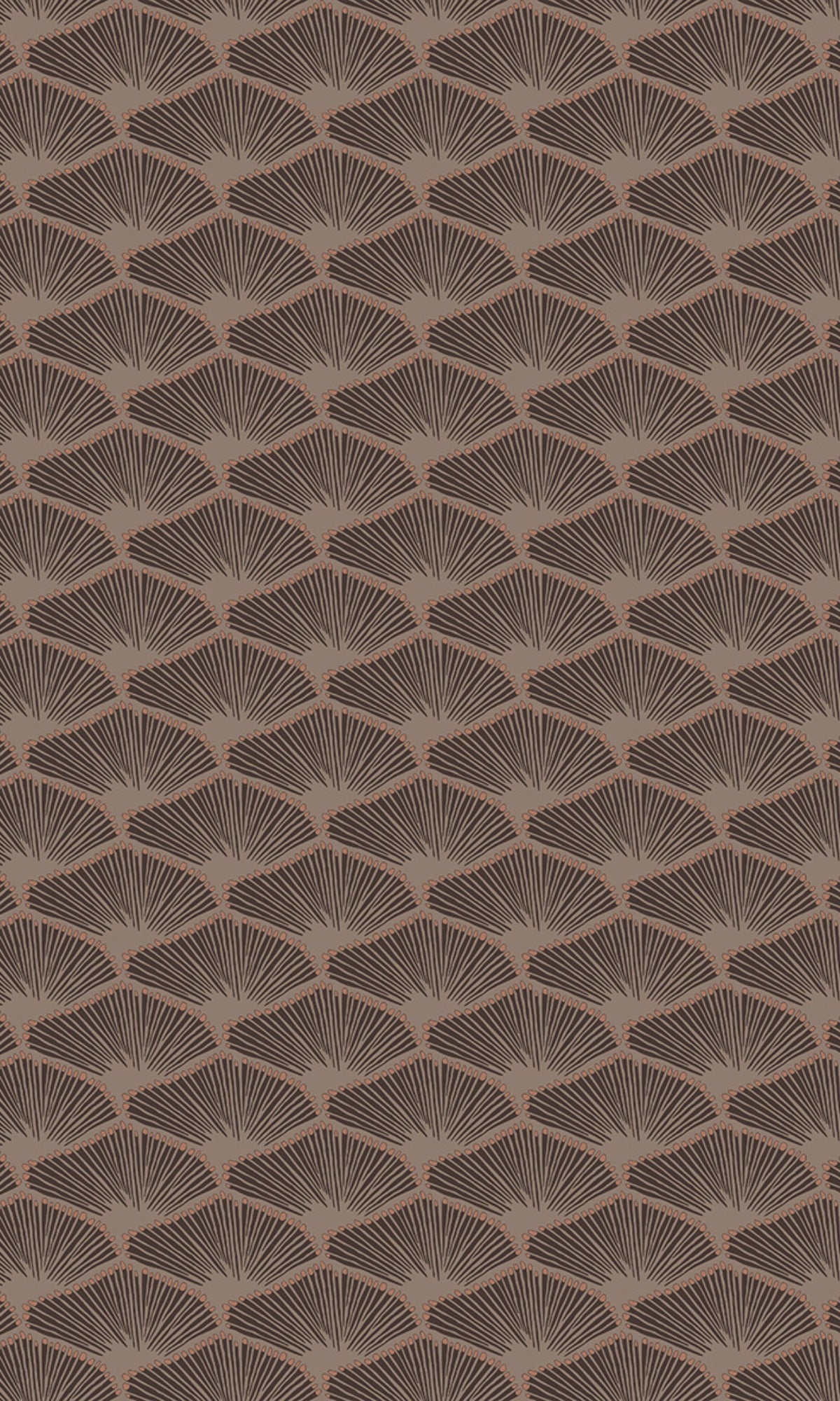 Dark Brown Minimalist Art Deco Fan Geometric Wallpaper R8124
