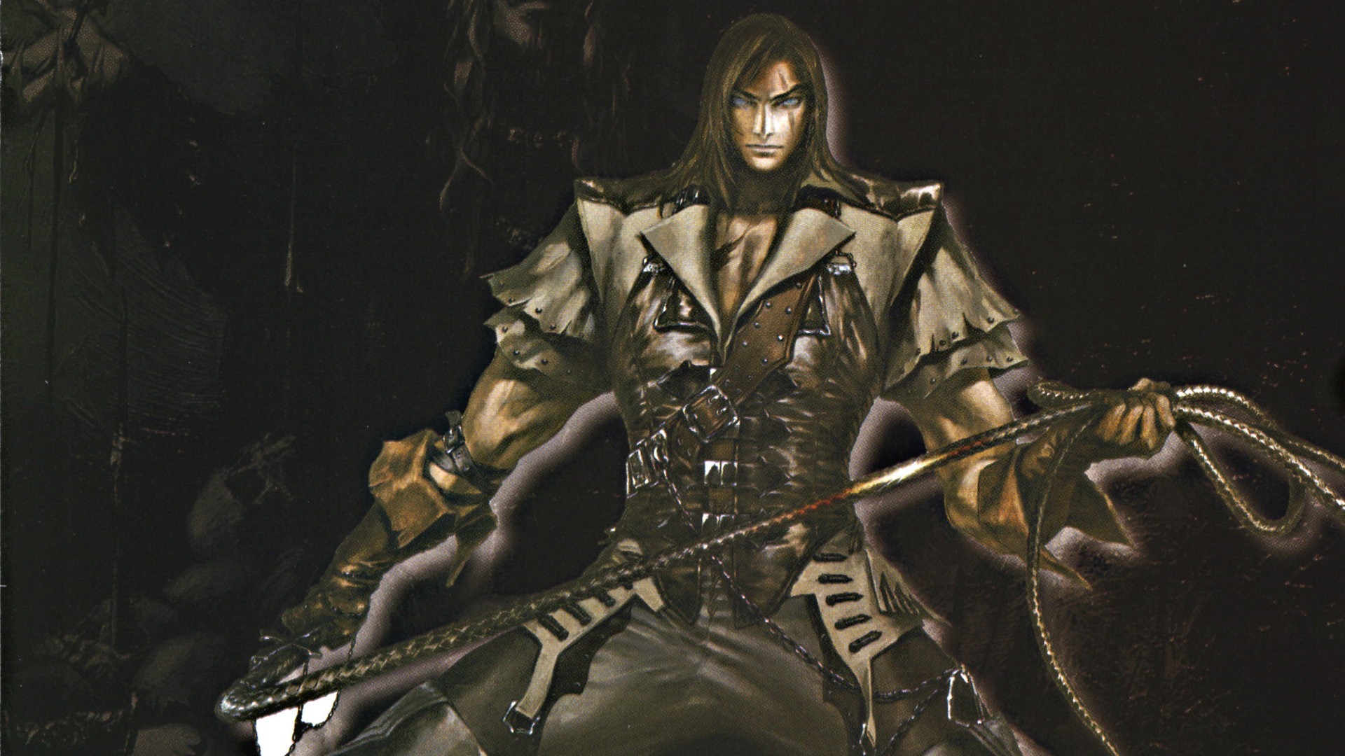 Wallpaper darkness, skull, vampire, whip, scar, castlevania, Trevor Belmont, Ayami Kojima art for mobile and desktop, section игры, resolution 1920x1080