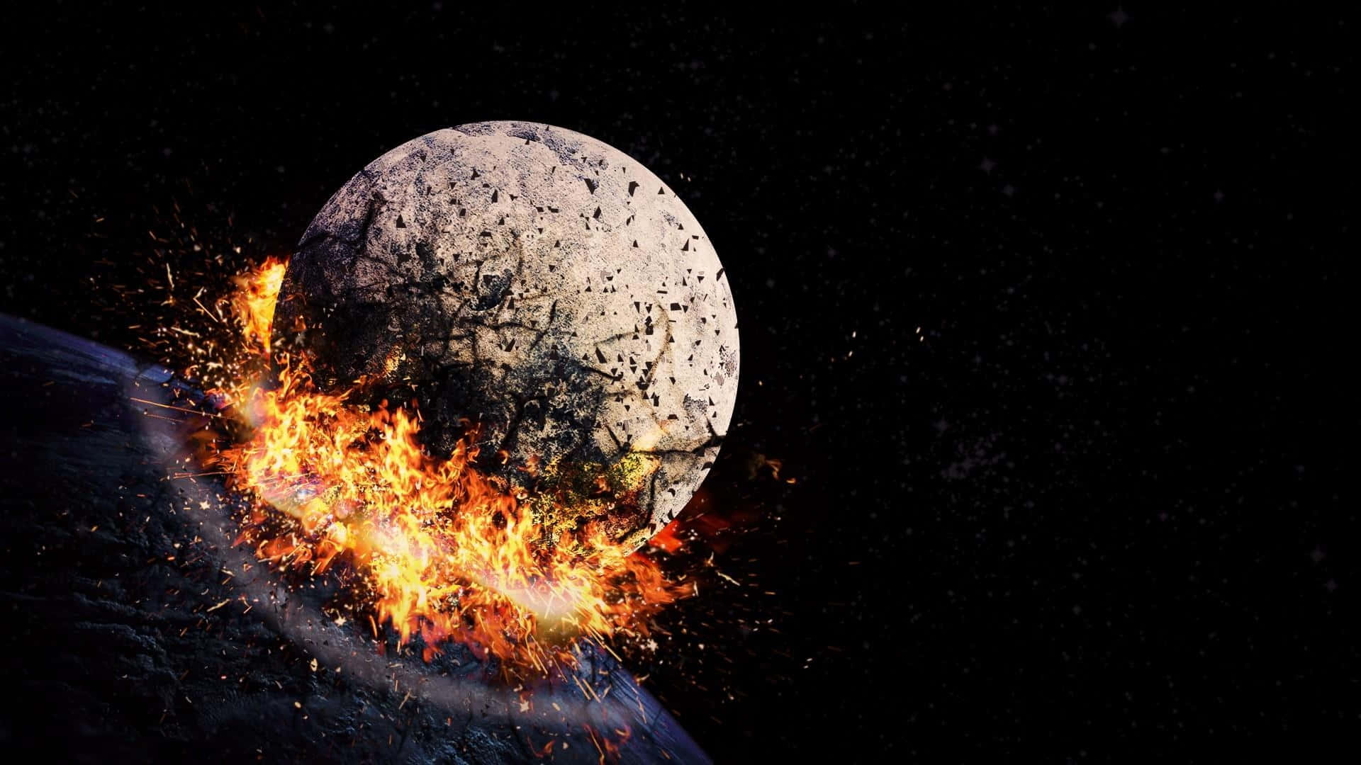 Download Moon And Earth Explosion Background