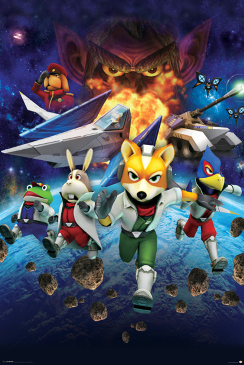 Star Fox Space Battle Fox McCloud Arwing Super Nintendo 64 GameCube Wii U Characters Cool Wall Art Print Poster 24x36