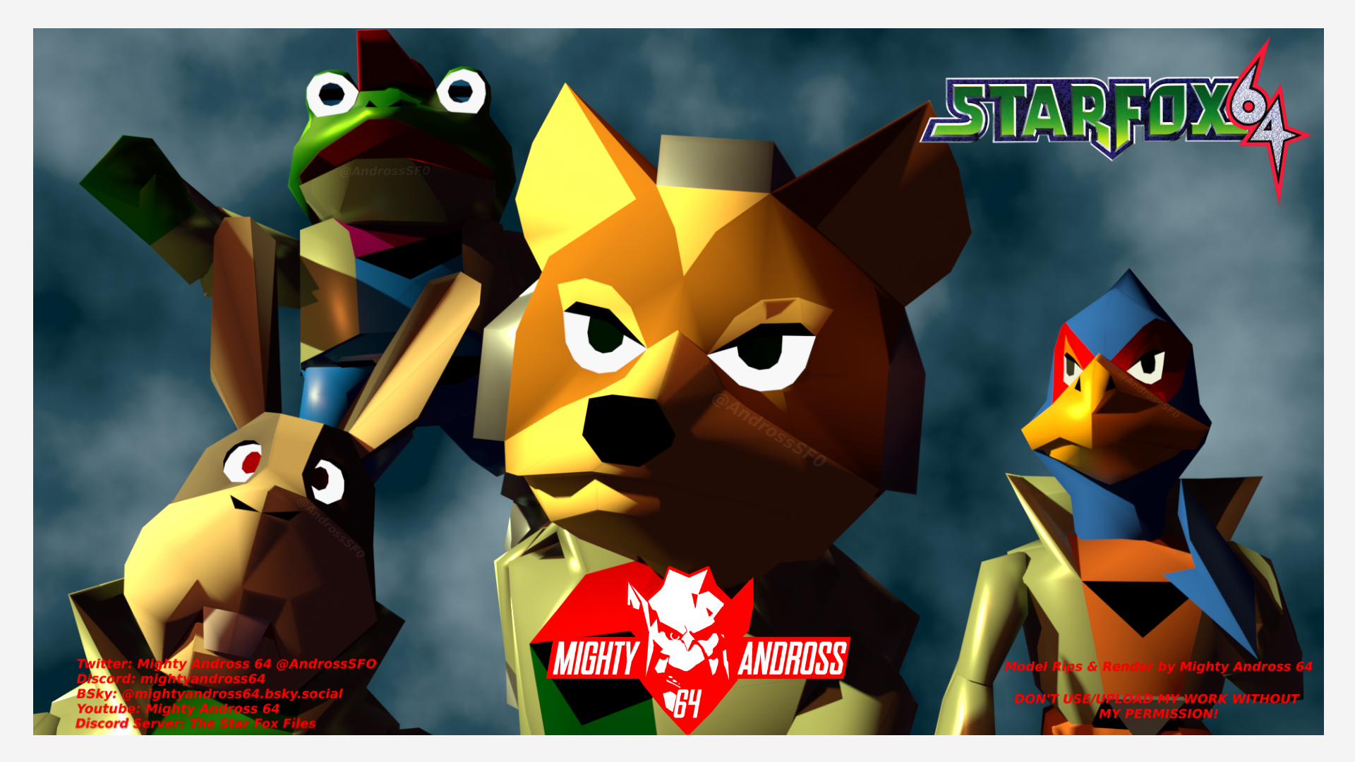 Made a batch of model renders of the entire Star Fox 64 prologue sequence in Blender awhile back - in the classic N64 pixelated format & 7 in a higher resolution