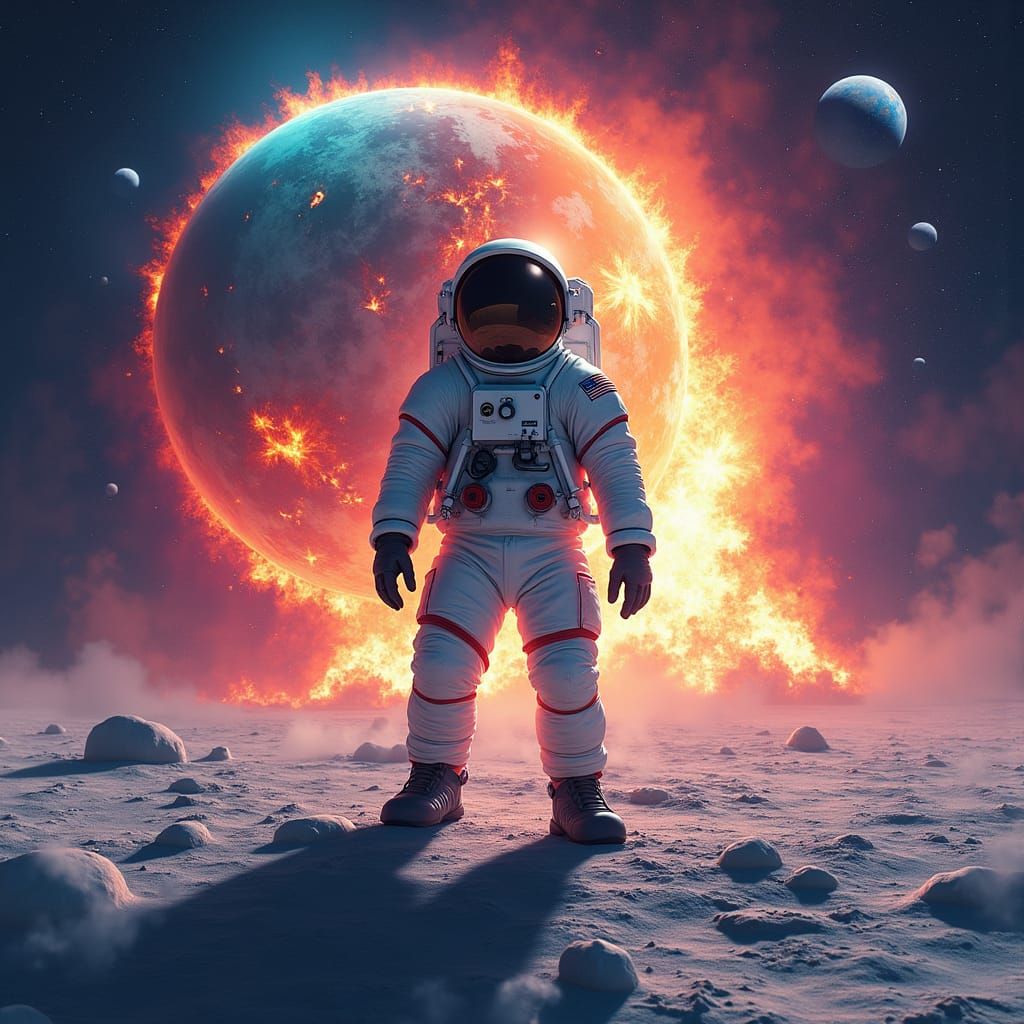 Earth Explosion Viewed From Moon, Detailed Matte P