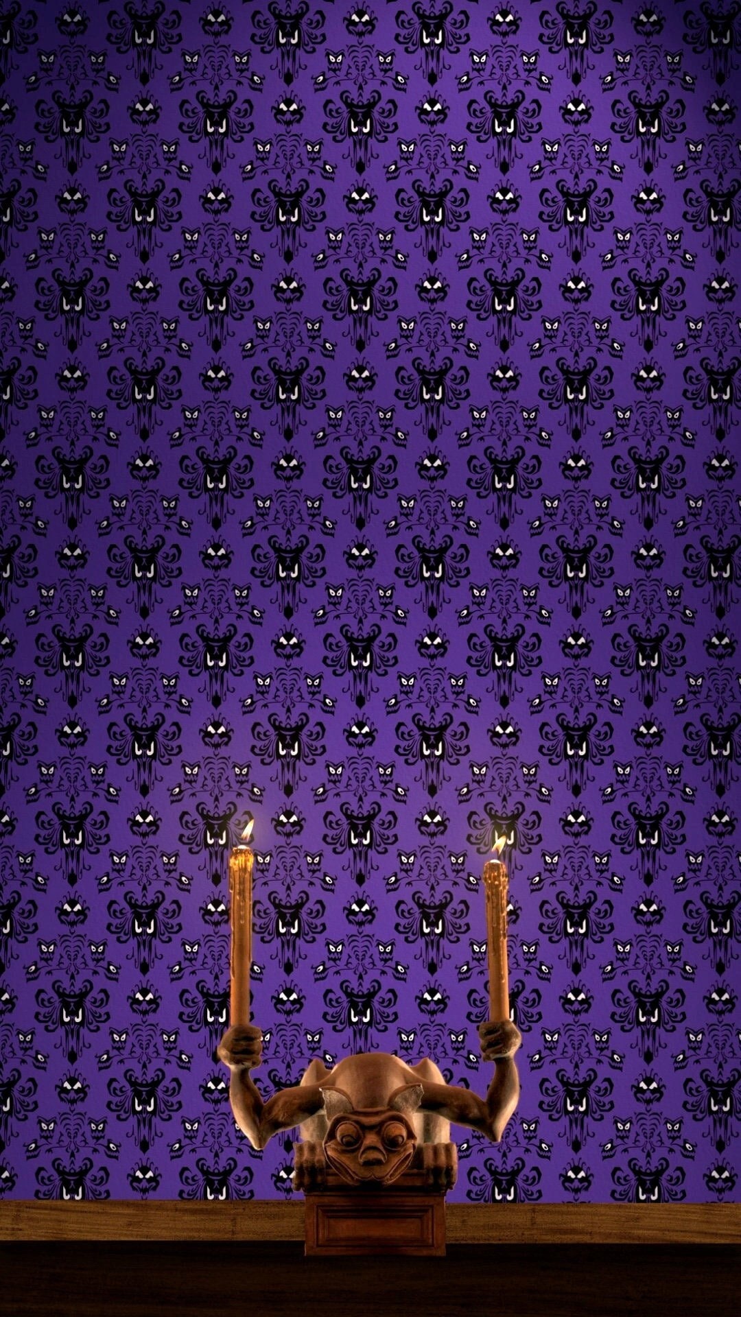 Haunted Mansion Wallpaper With Blinking Demons and Gargoyle Candles Lighting Video Projection 1080p