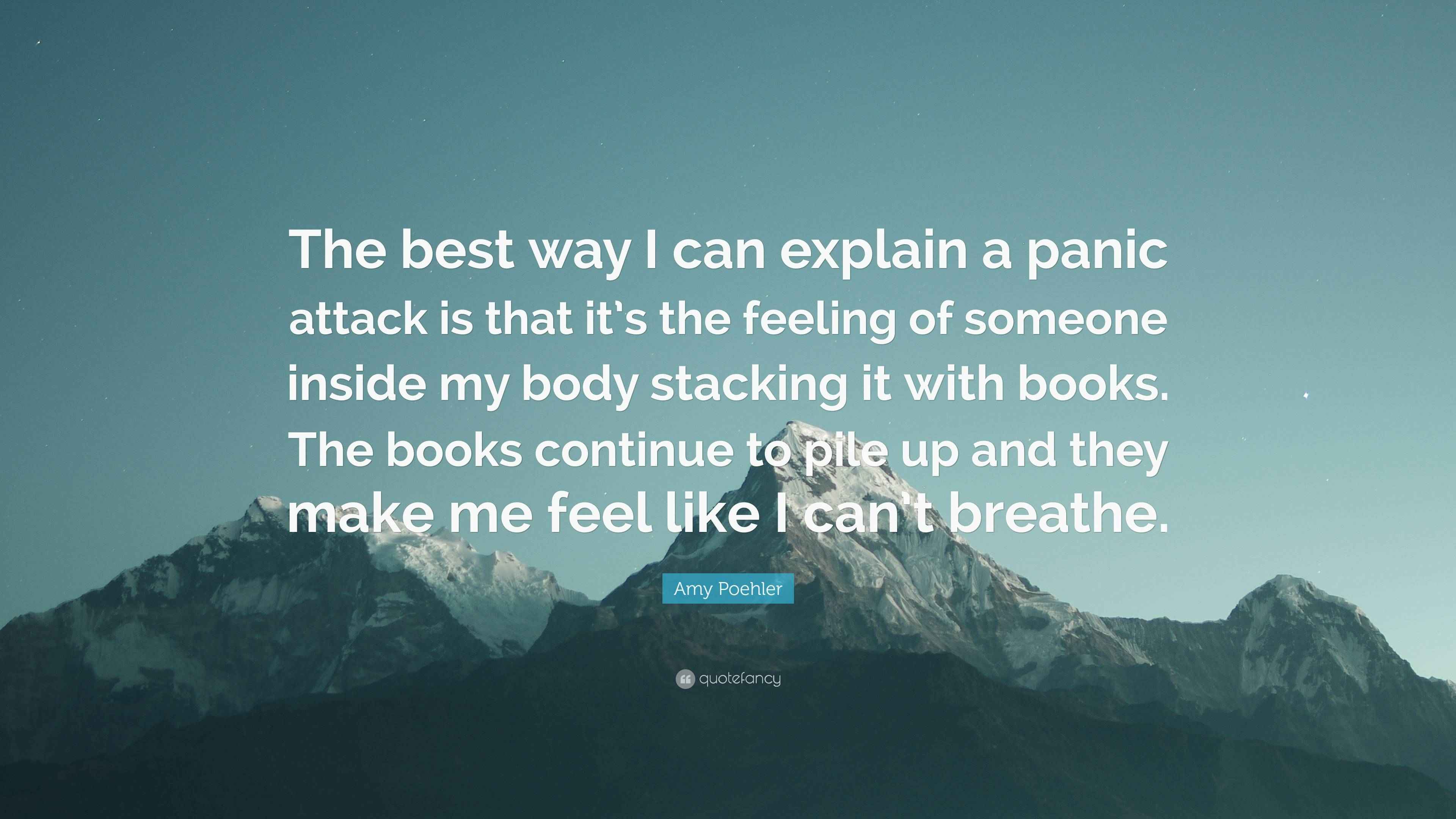 Amy Poehler Quote: “The best way I can explain a panic attack is that it's the feeling of someone inside my body stacking it with books.”