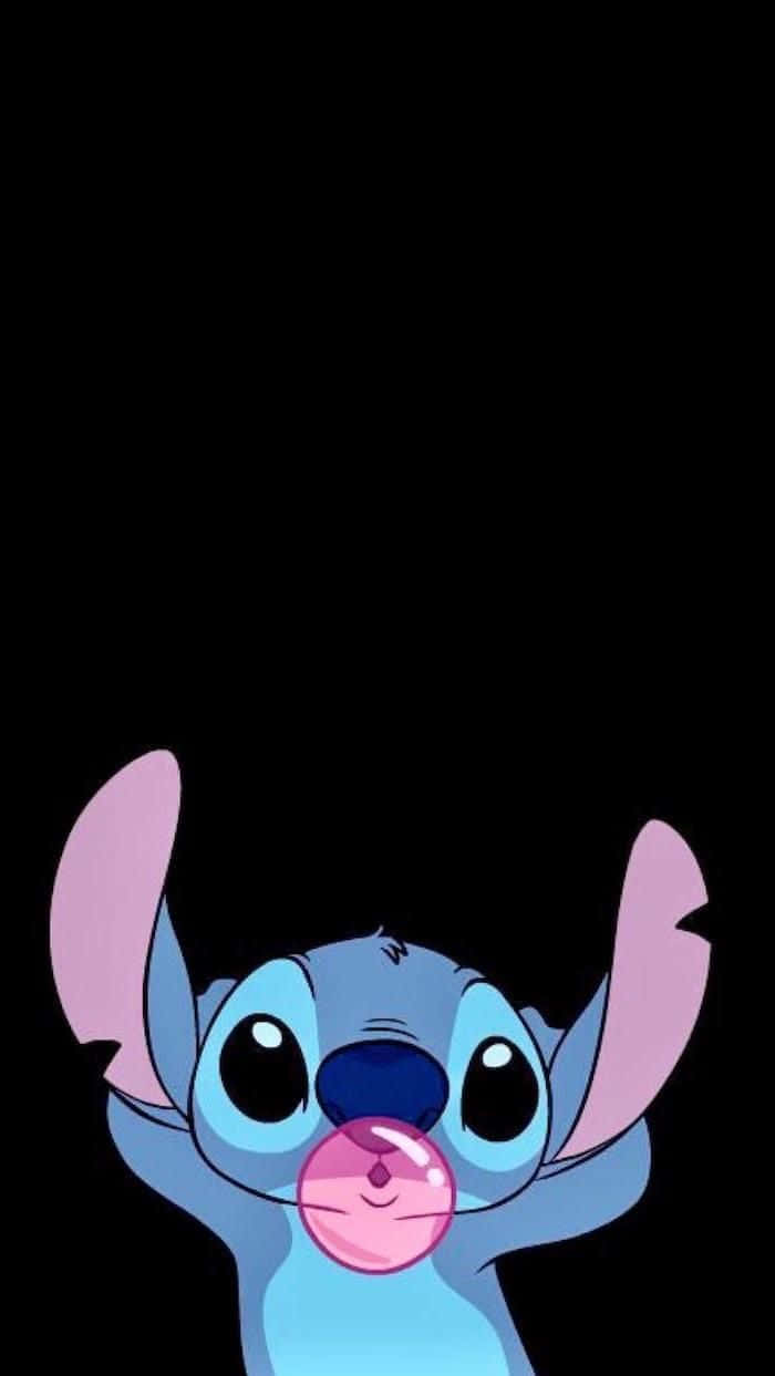 Download Cute Stitch Black Background Wallpaper