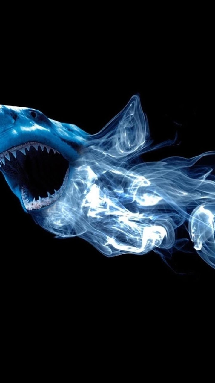 Android Best Wallpaper: Abstract Shark Neon Light Smoke Android Best Wallpaper