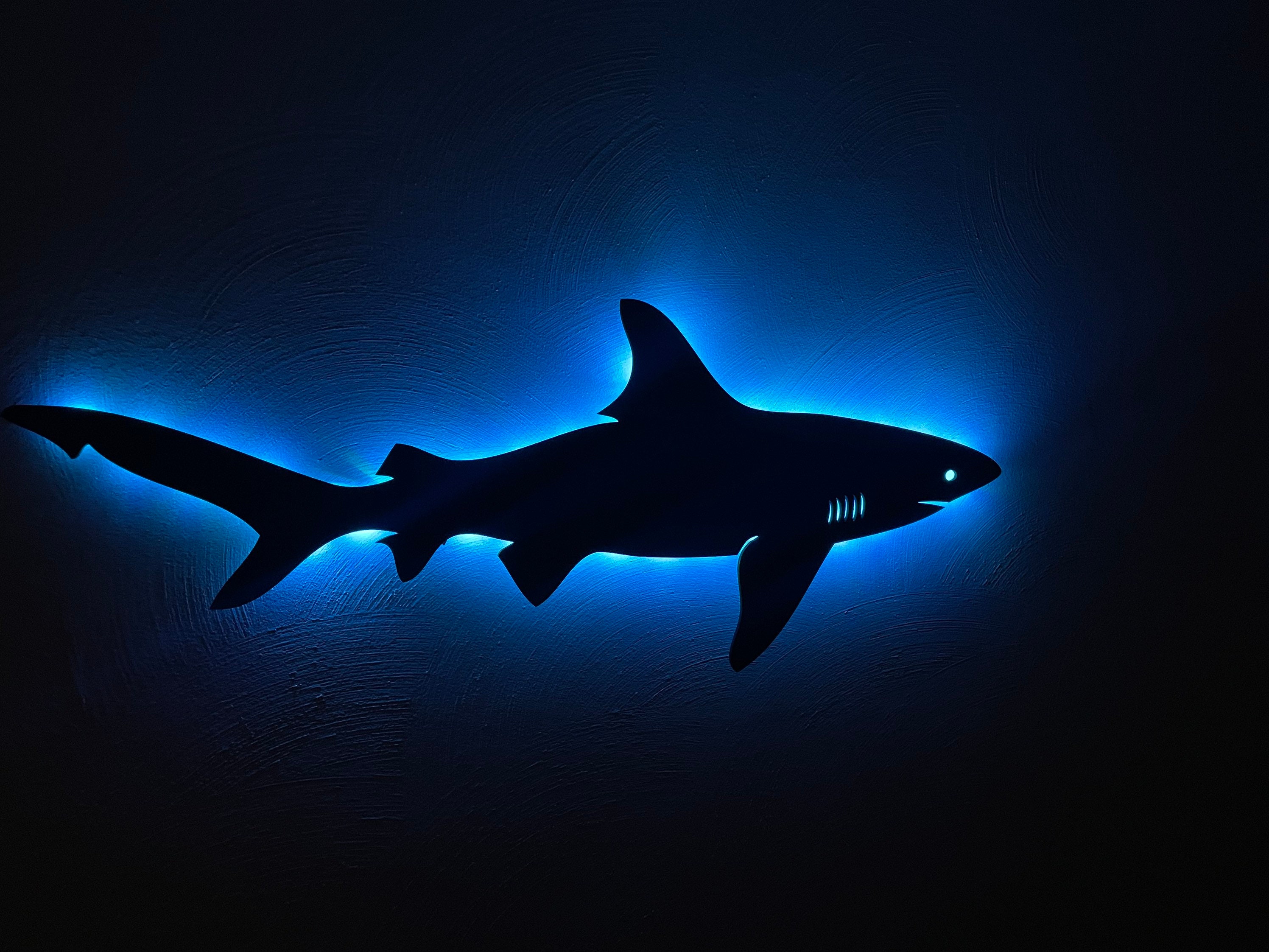 Lighted shark sign -lit- backlit LED light or hammerhead