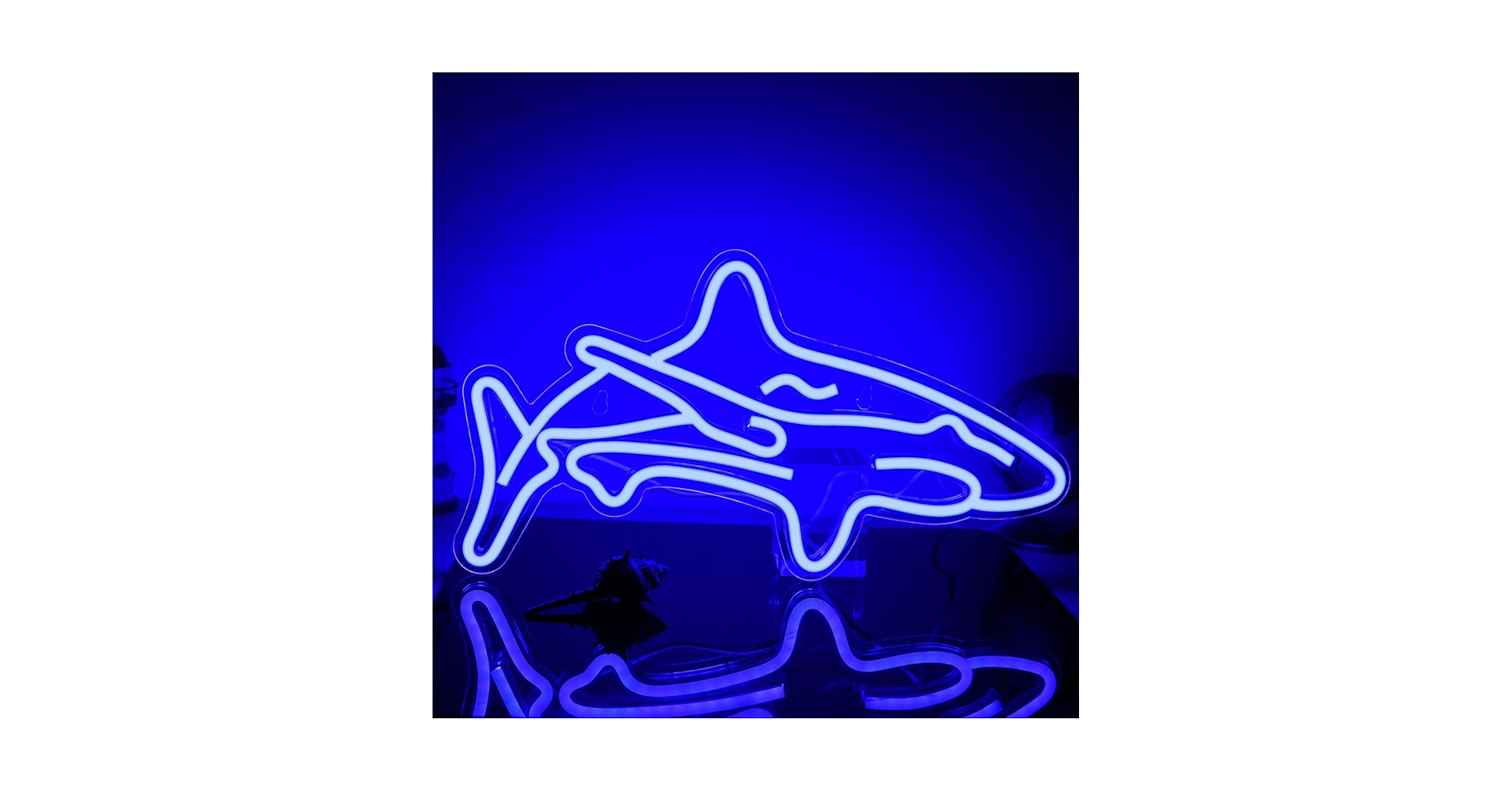 ineonlife Shark Neon Sign for Bedroom Blue Neon Signs Wall Decorative Acrylic USB Powered Unique Animal Led Night Light for Boys Gifts Living Room Shop Hotel Bar Party Supplies (Blue)