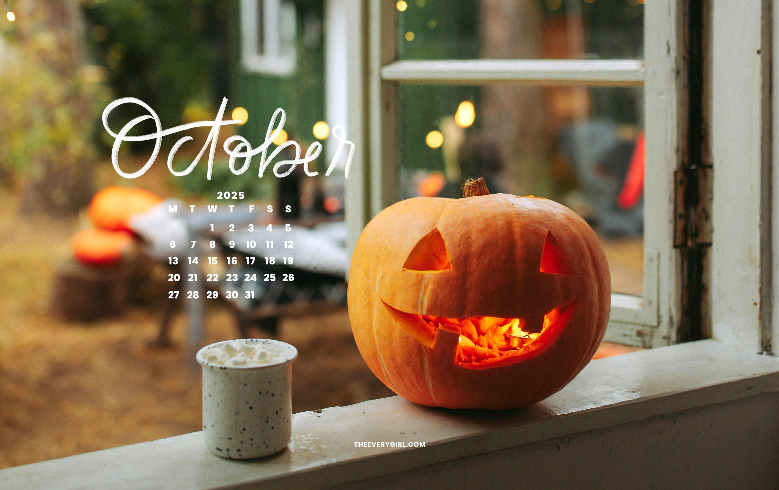 October Tech Background: Cute & Spooky Halloween 2025 Wallpaper