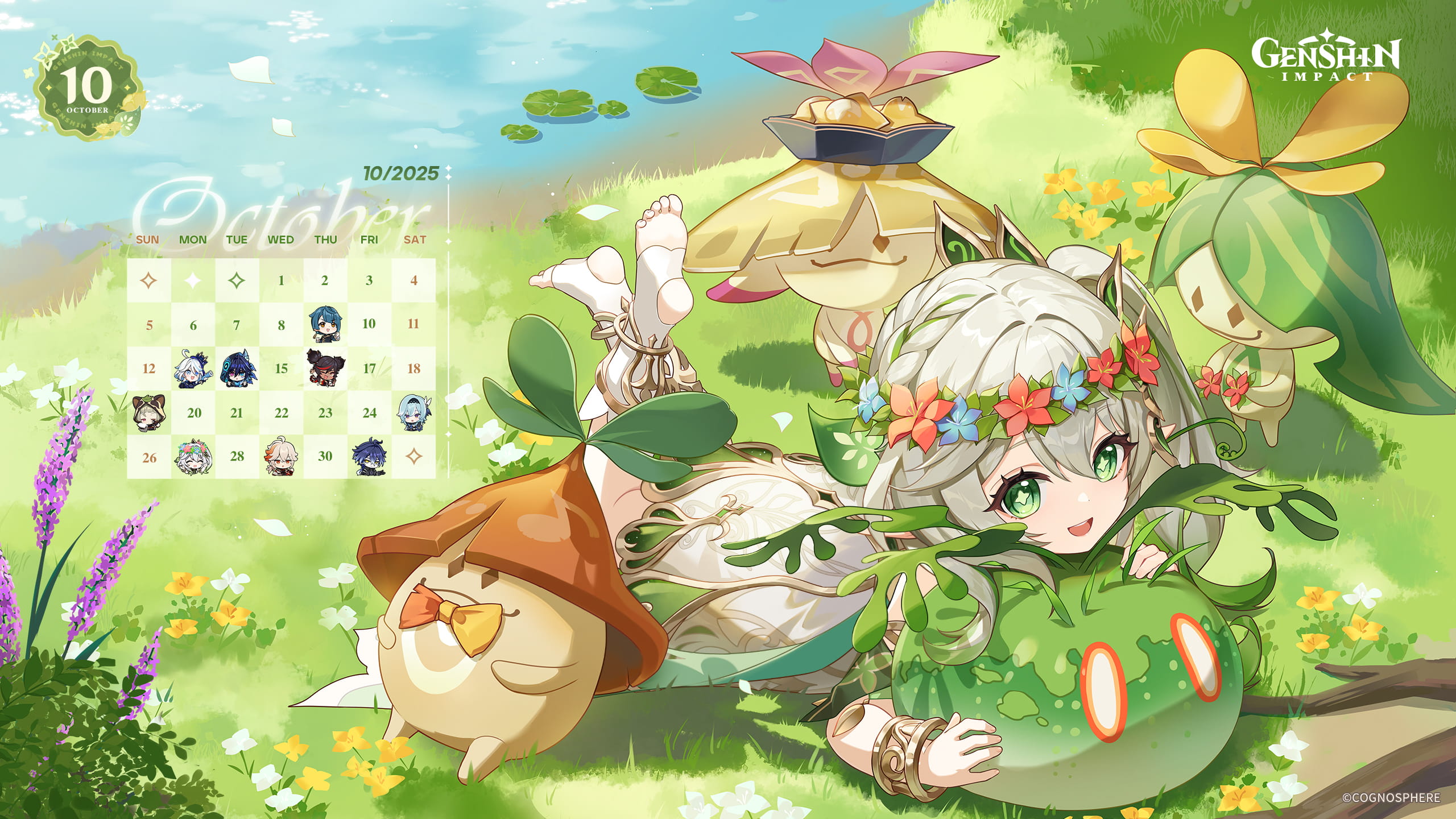 Genshin Impact October Calendar Wallpaper